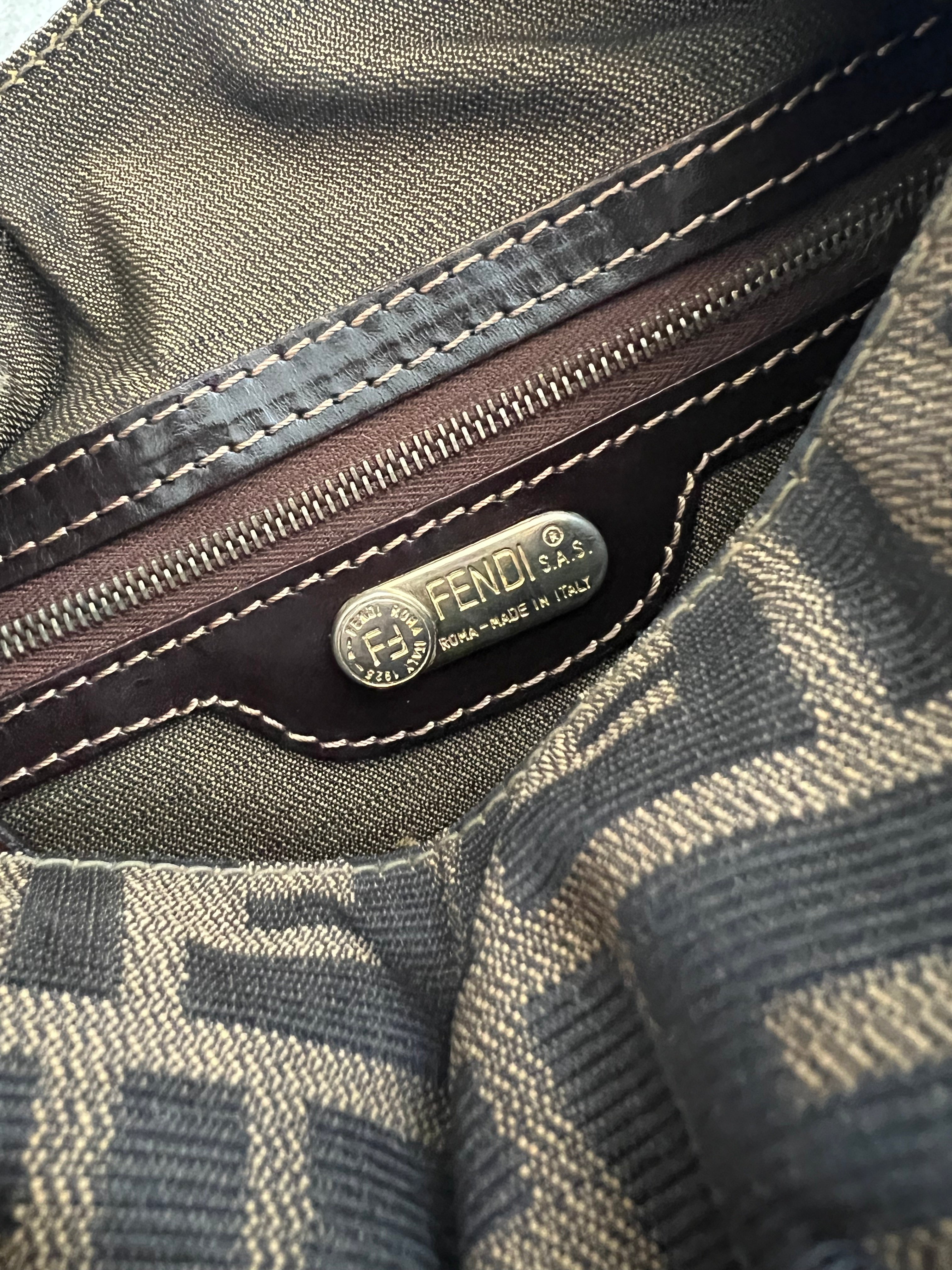 Zucca Canvas Shoulder Bag in Monogram and Gold-hardware