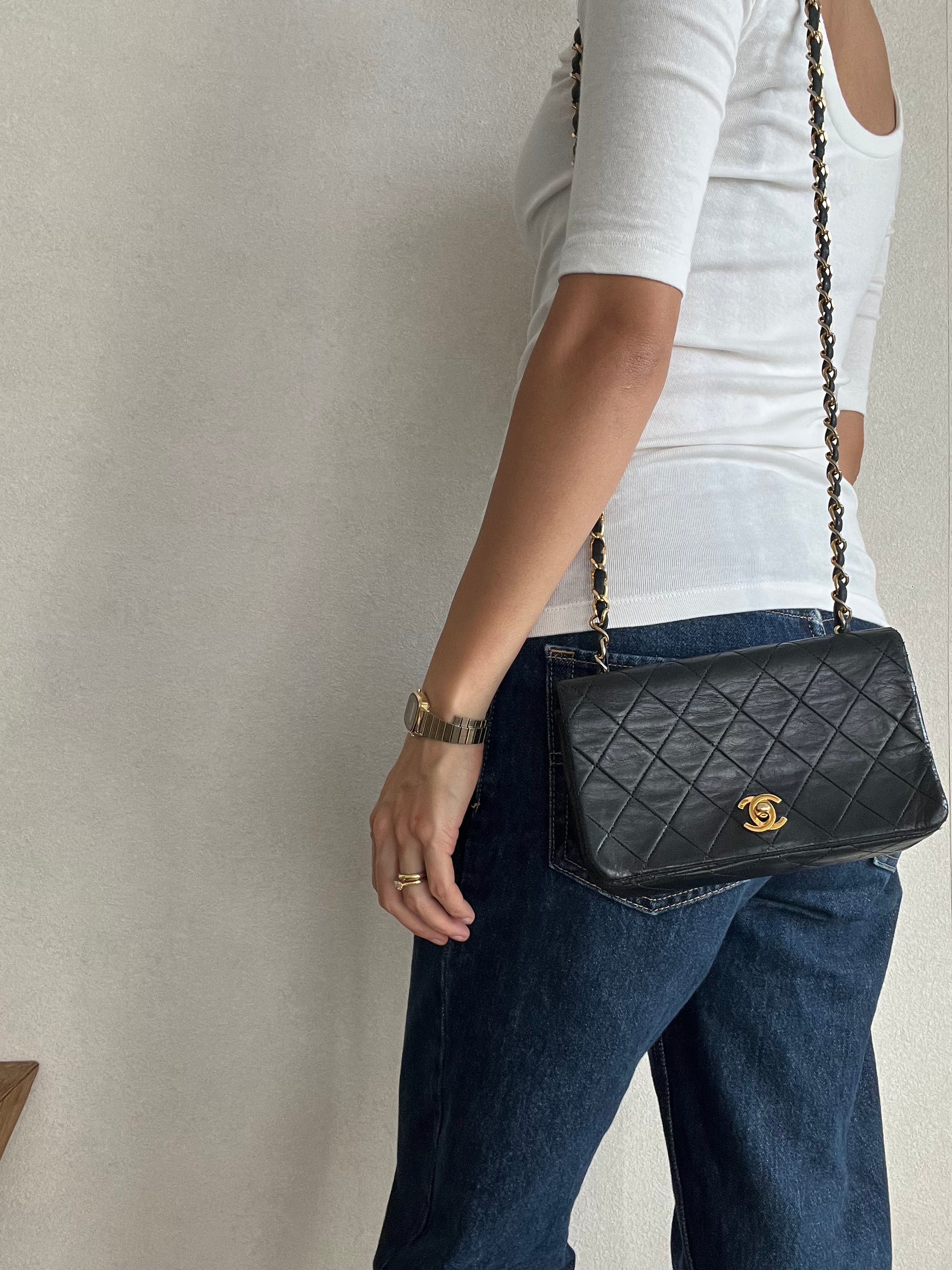 1989-1991 Lambskin full flap twist lock 19cm