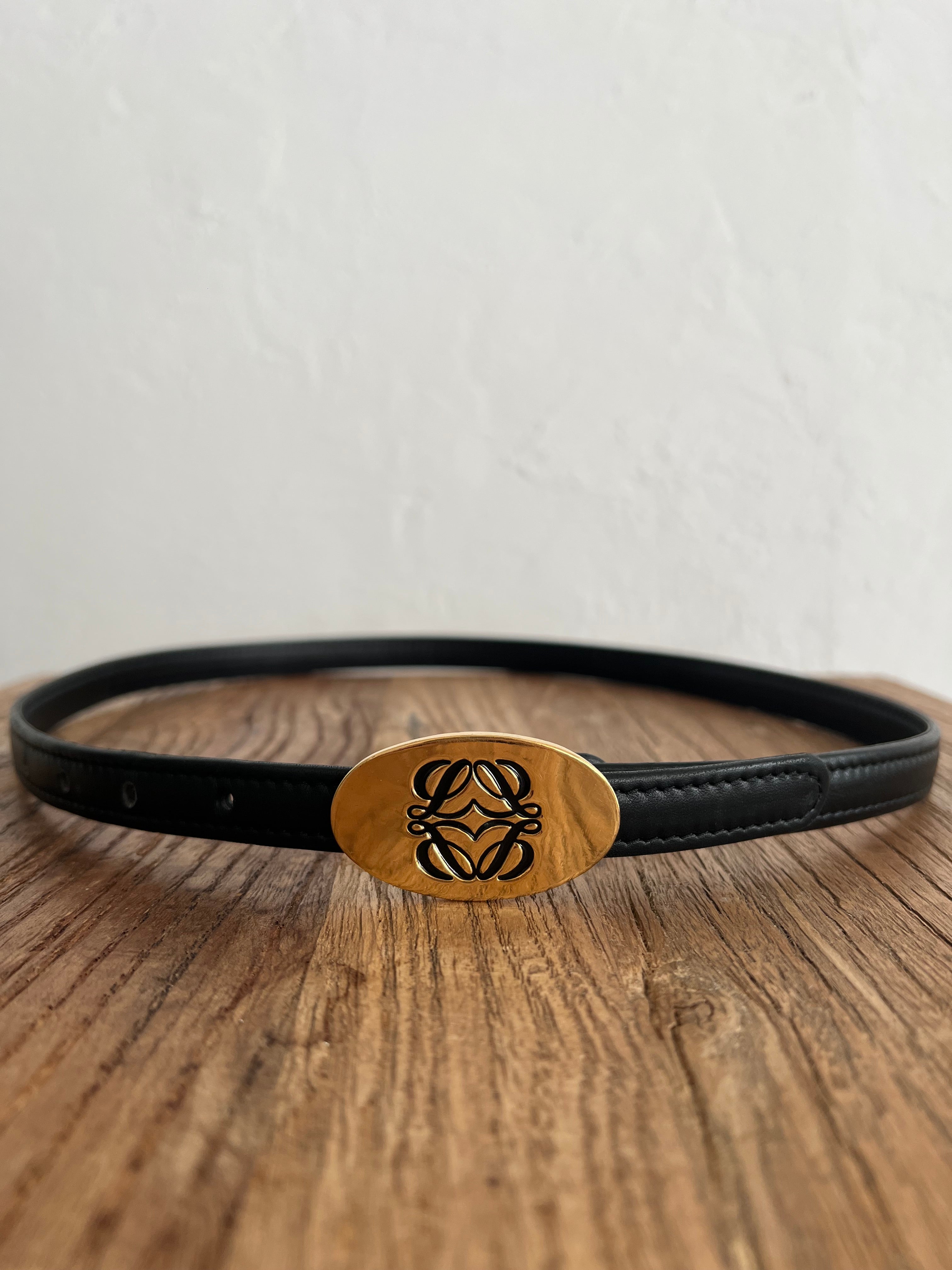 Black leather belt 75