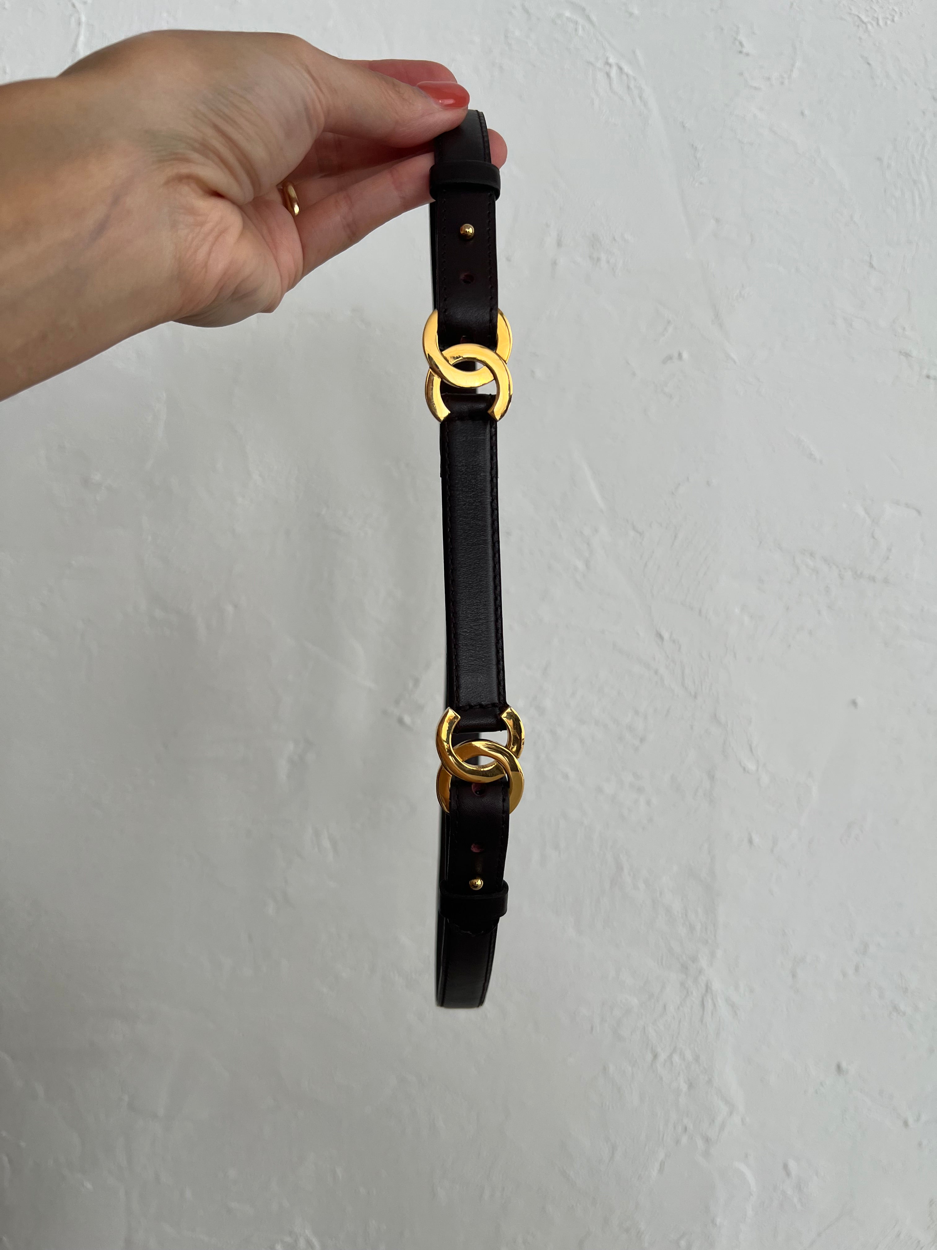 Coco mark Calf Leather in Dark brown belt 70