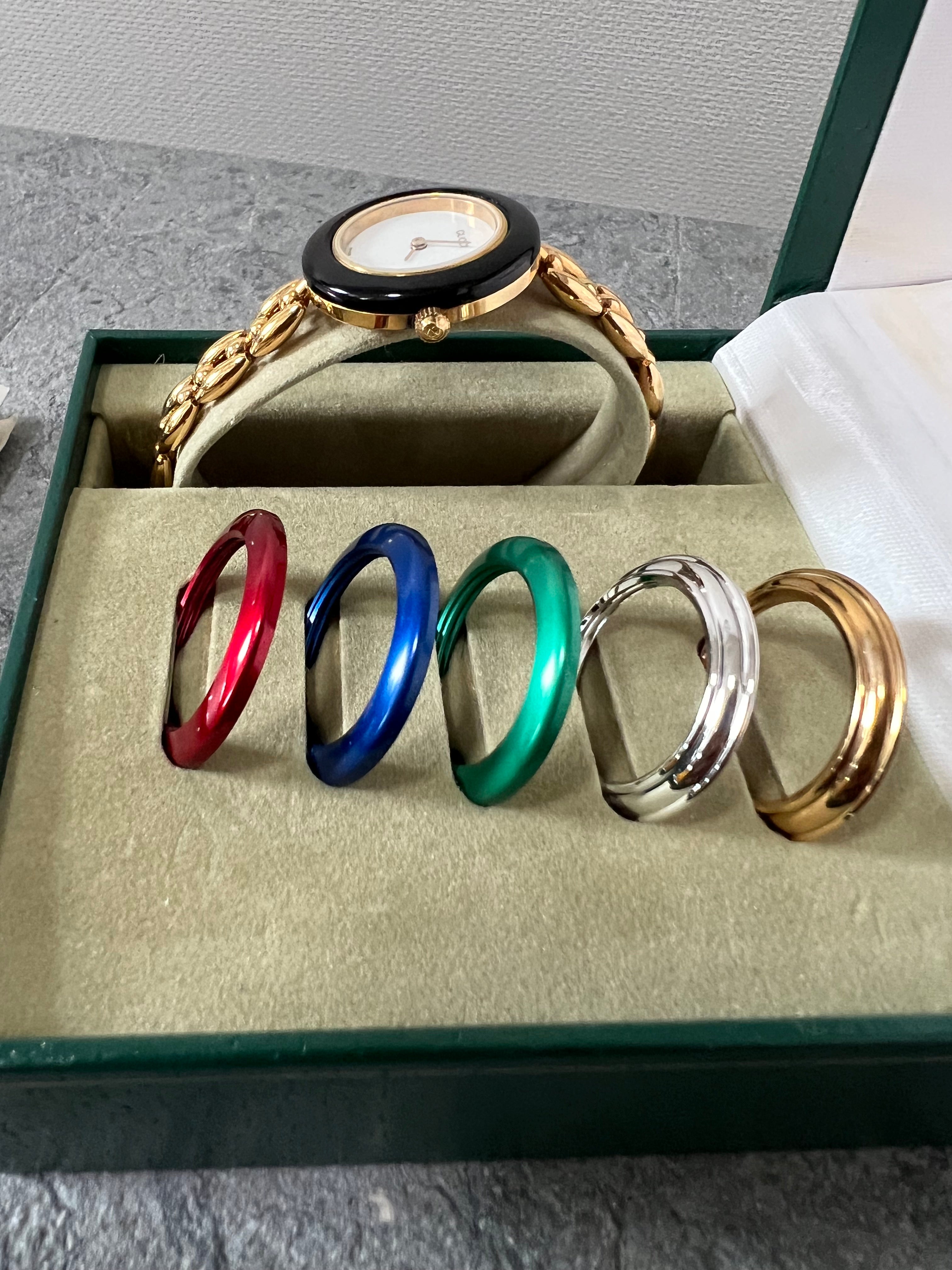 Interchangeable Bezel 6 colors Watch Accessories in Gold w original warranty card 1995