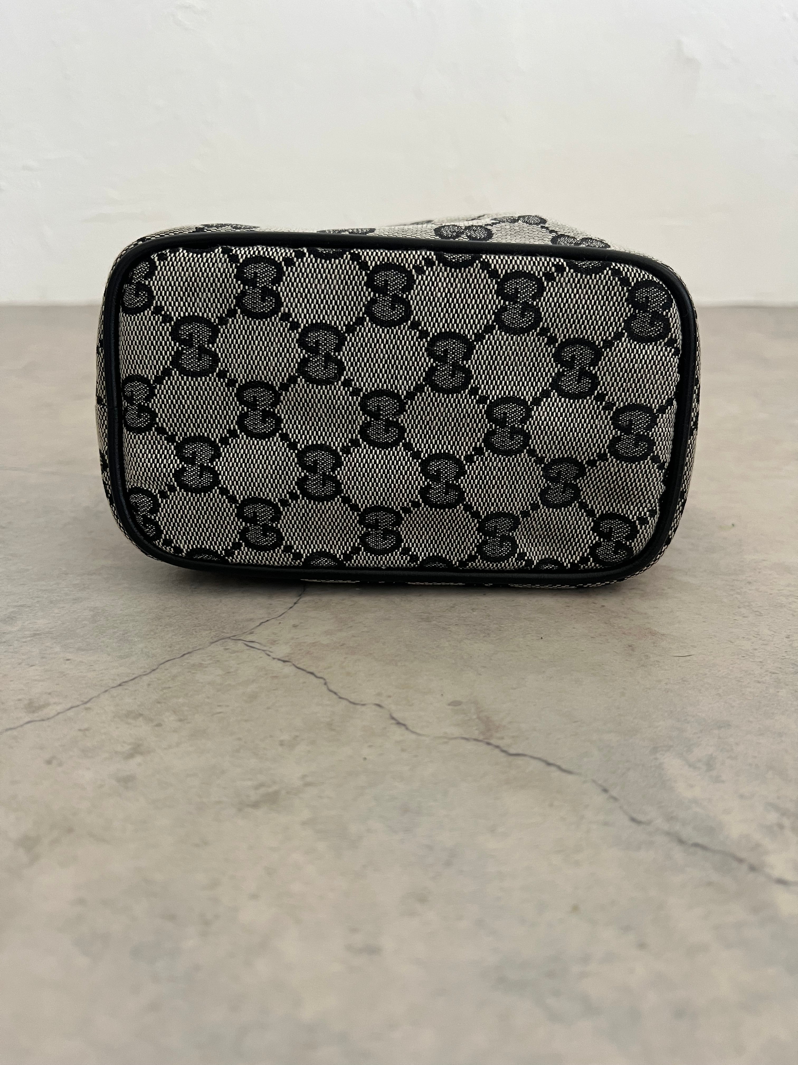 GG Canvas Mini Hobo Bag — Black × Grey