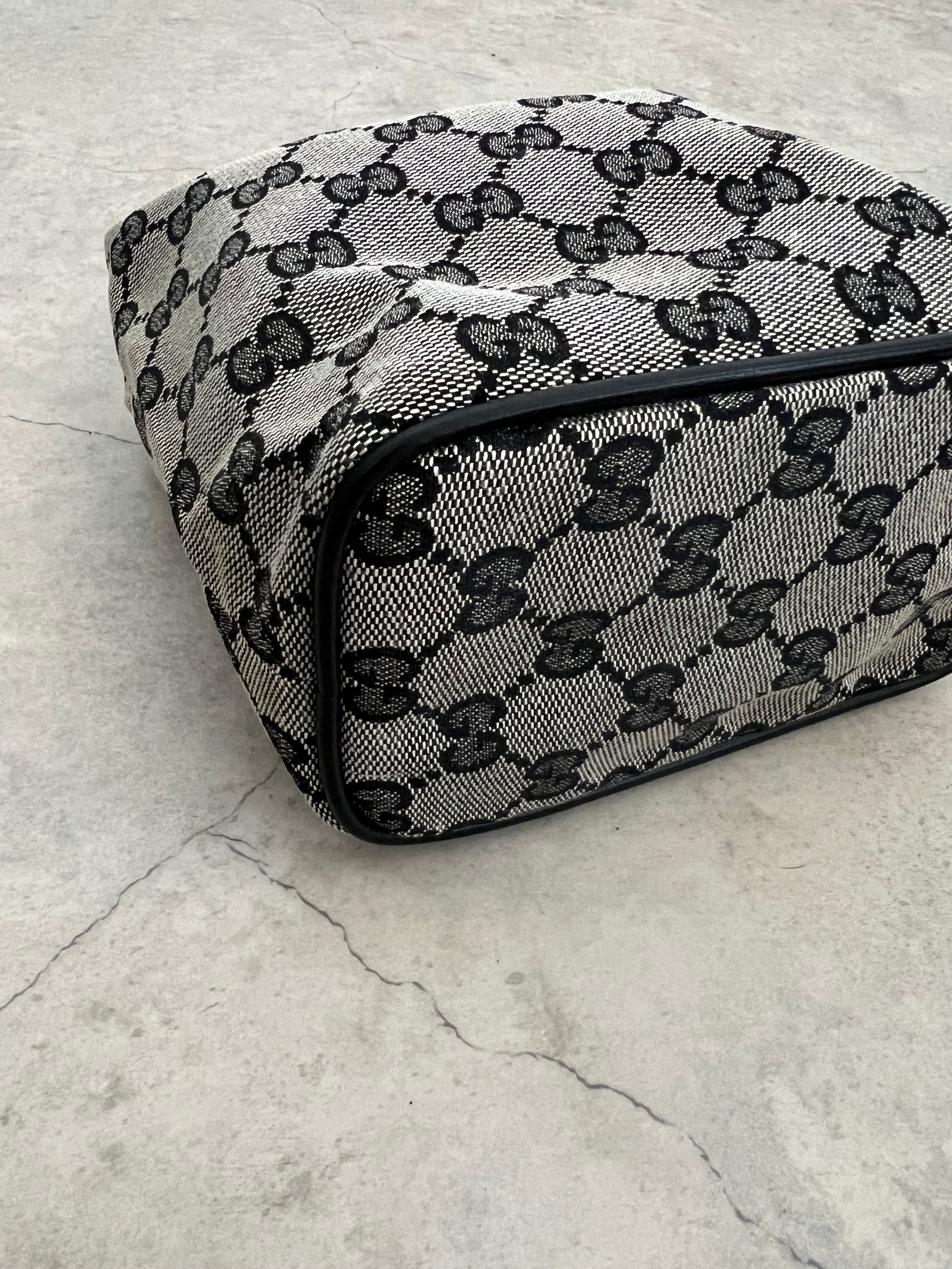 GG Canvas Mini Hobo Bag — Black × Grey