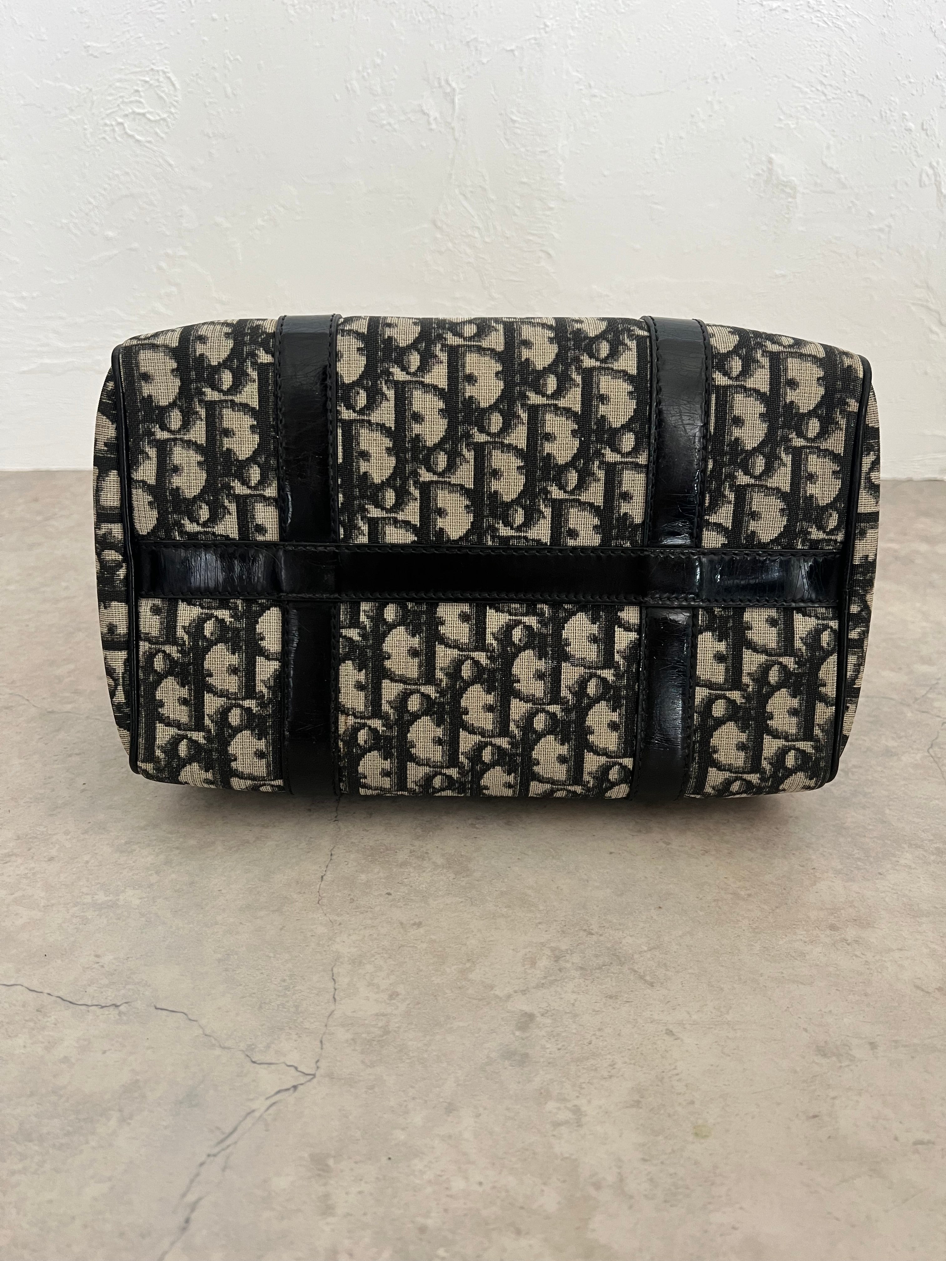 Trotter PVC Boston Bag in Navy Oblique Monogram Gold Hardware