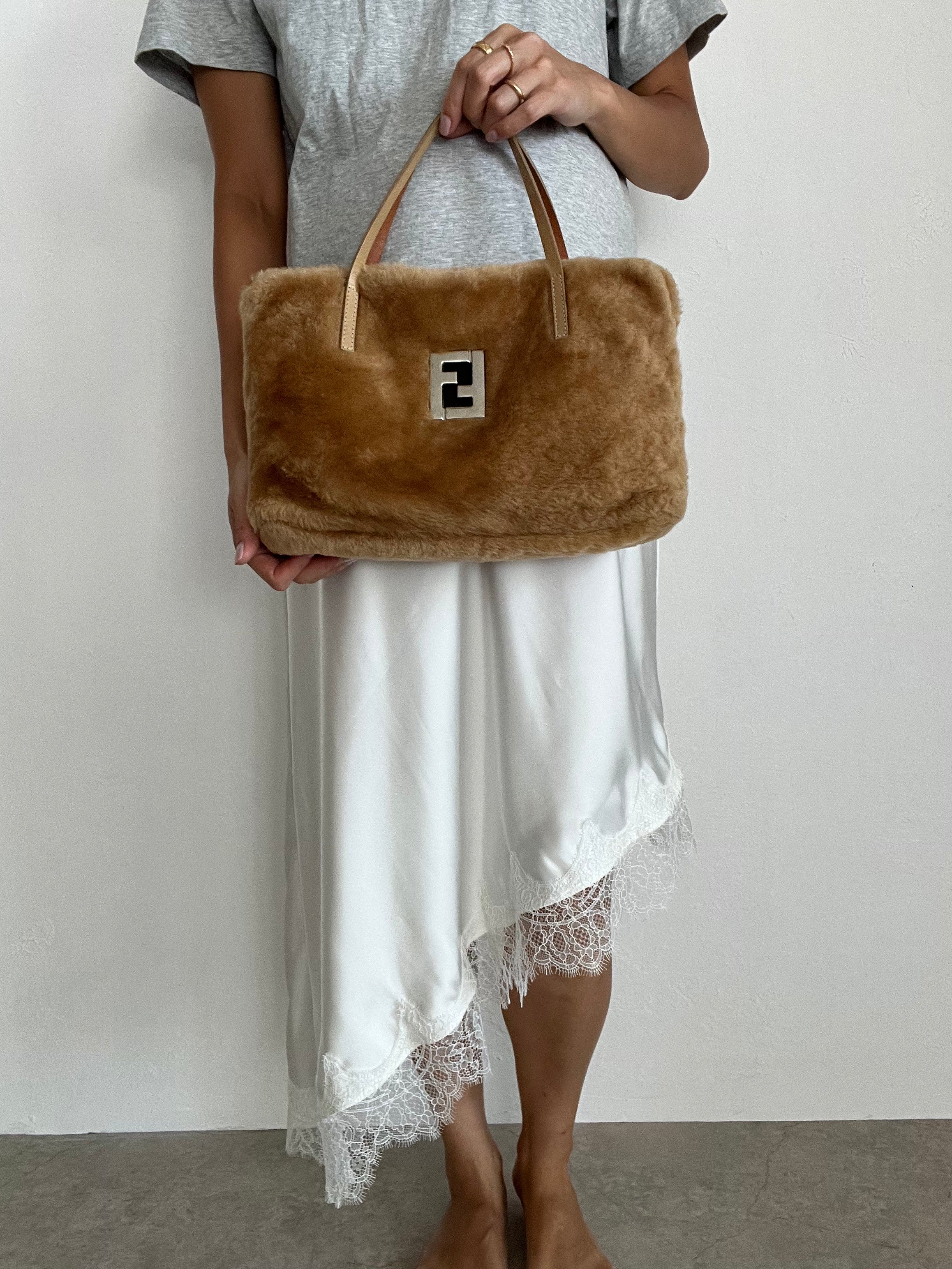 Faux Fur Boa FF logo Tote Bag