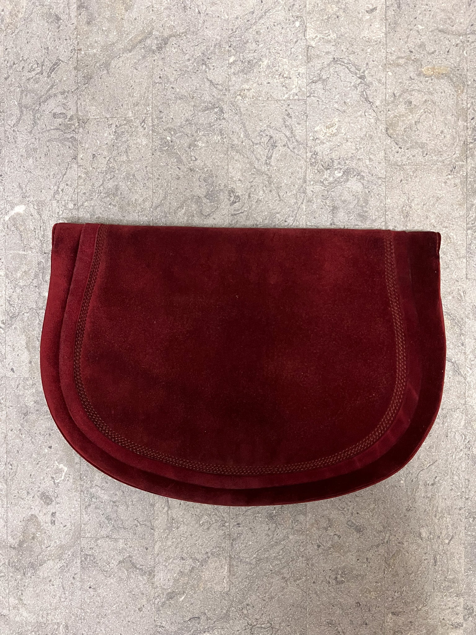 Suede Half Moon Clutch in Burgundy red