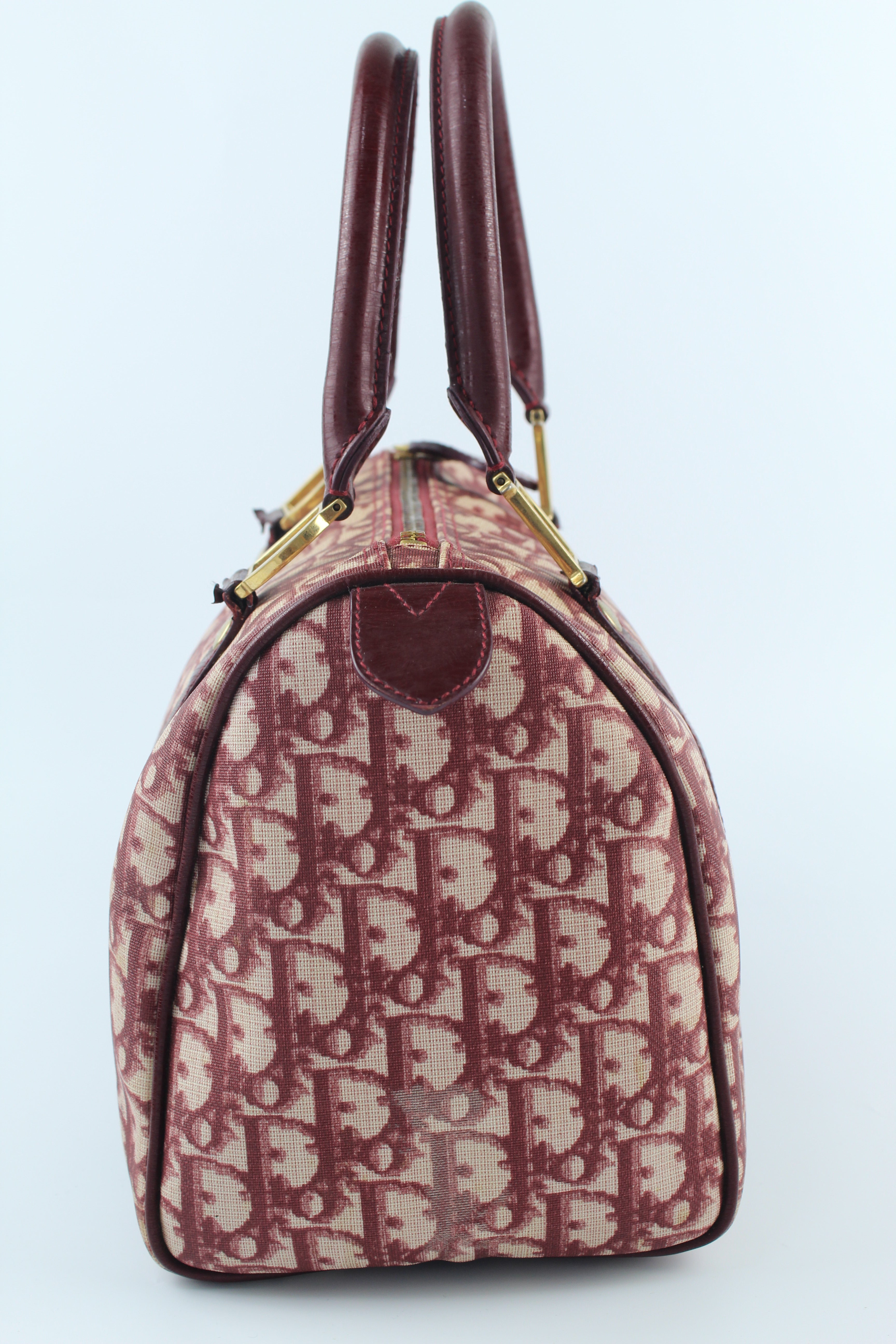 Trotter Boston Bag in Oblique Canvas Burgundy