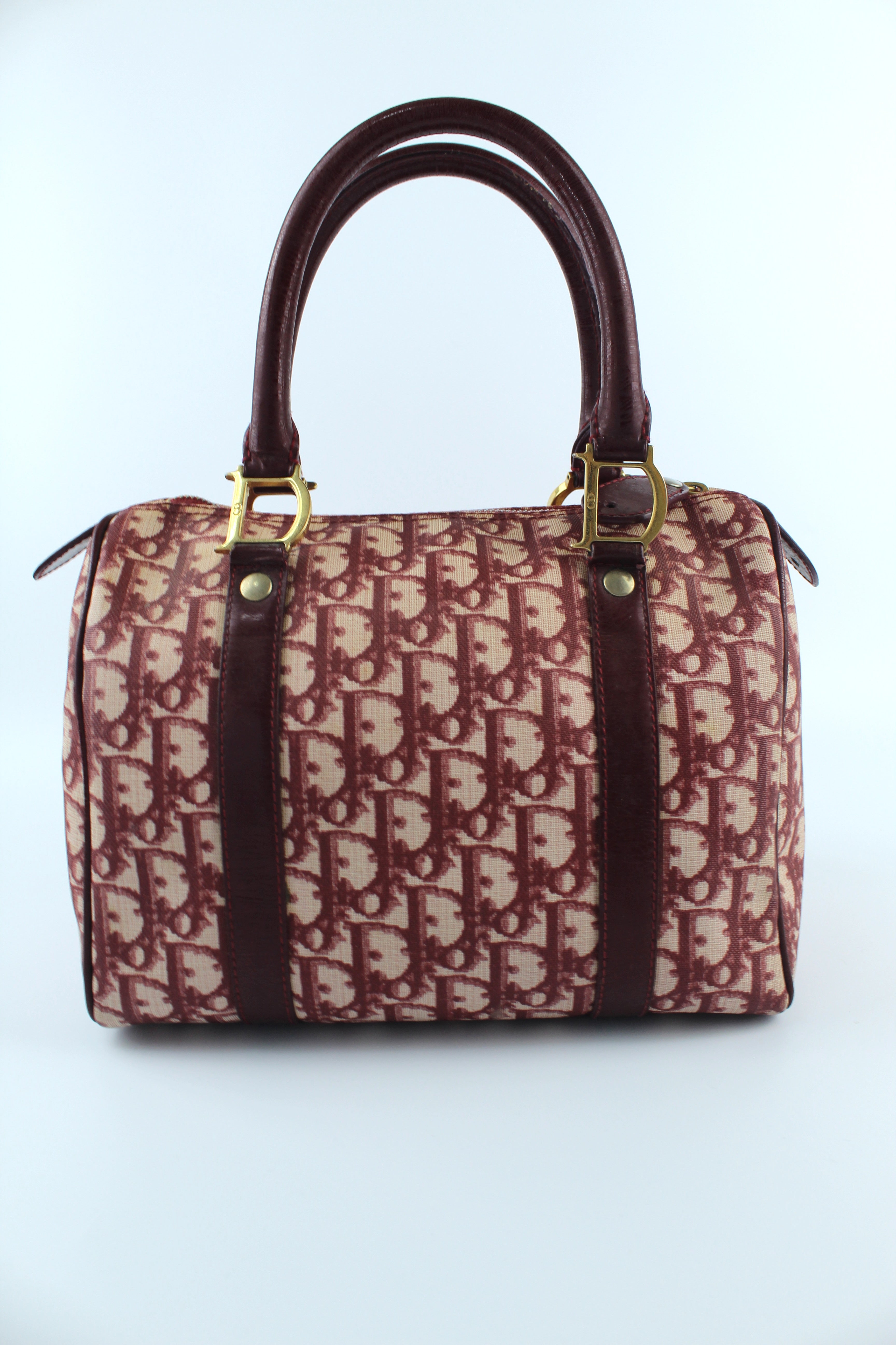 Trotter Boston Bag in Oblique Canvas Burgundy