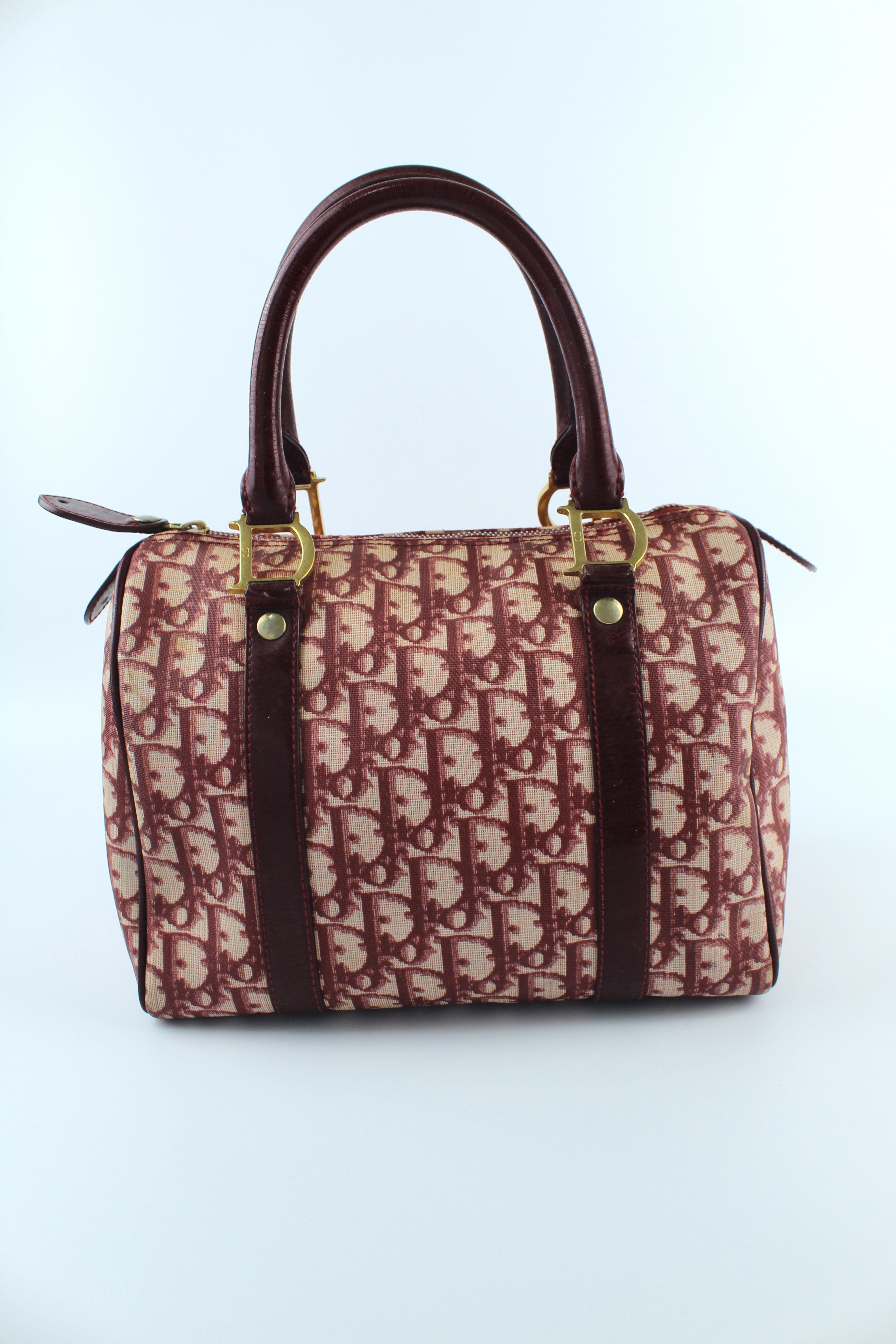 Trotter Boston Bag in Oblique Canvas Burgundy