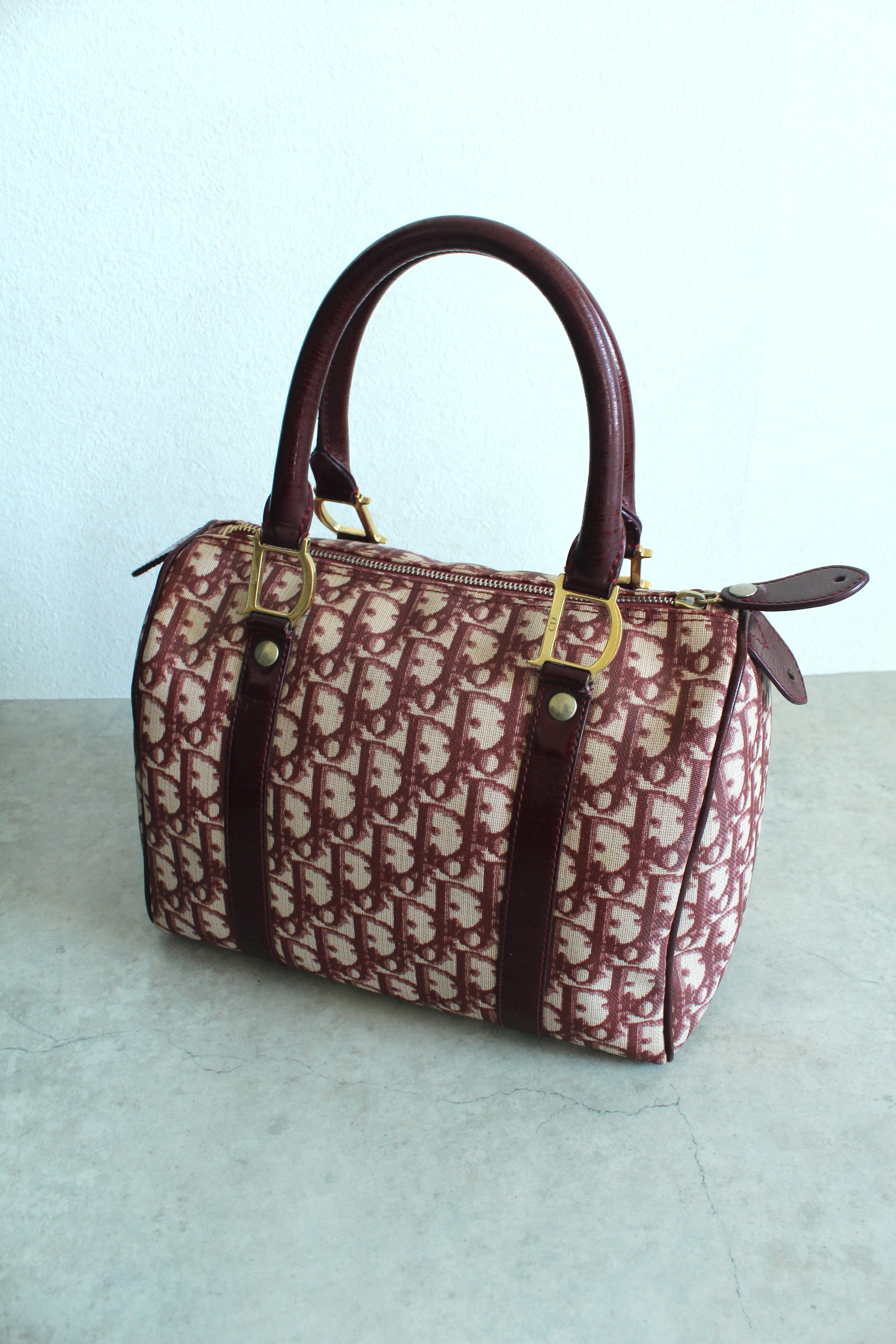 Trotter Boston Bag in Oblique Canvas Burgundy