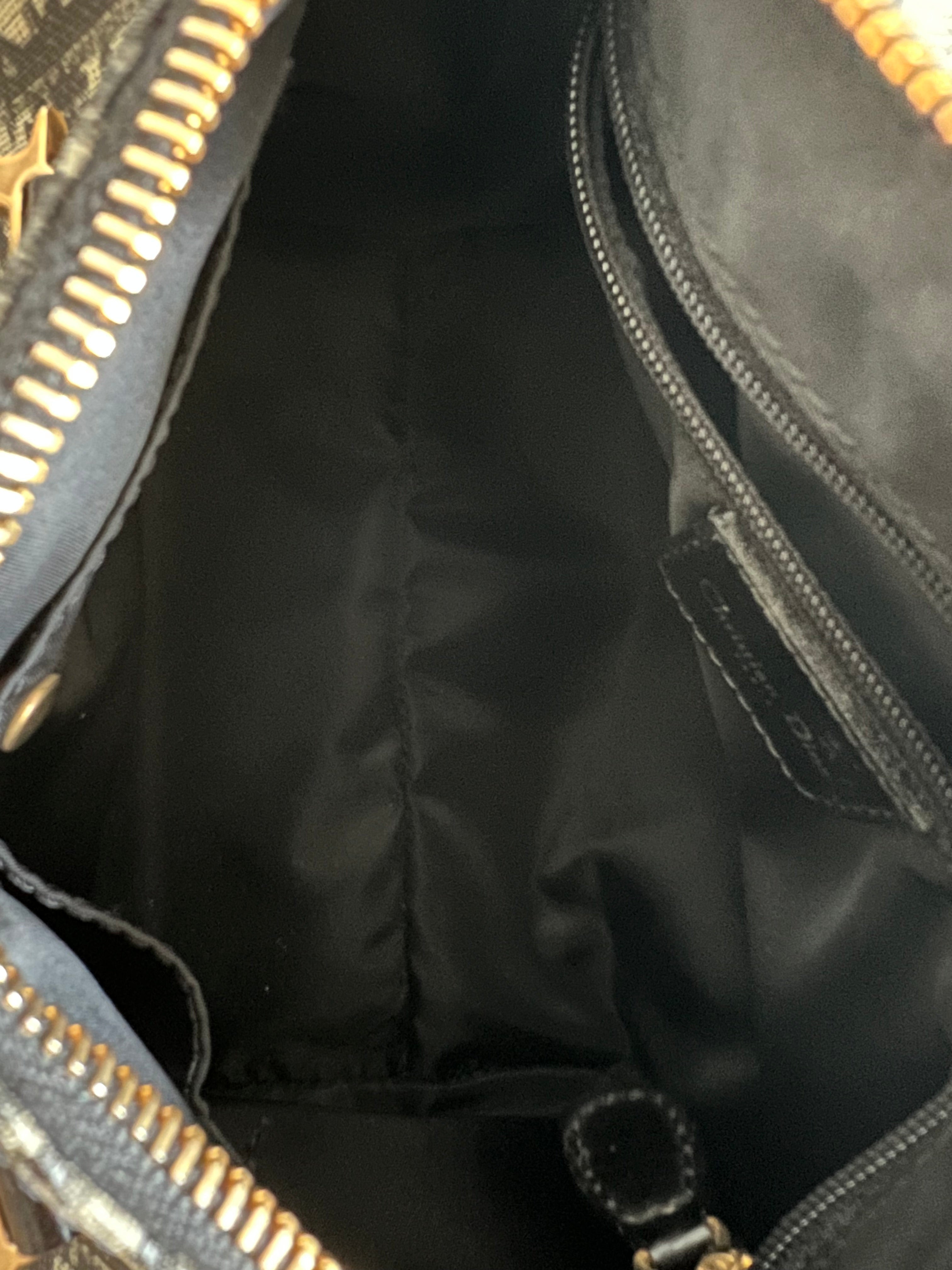 Oblique Canvas Trotter PVC Mini Boston Bag in Navy Blue