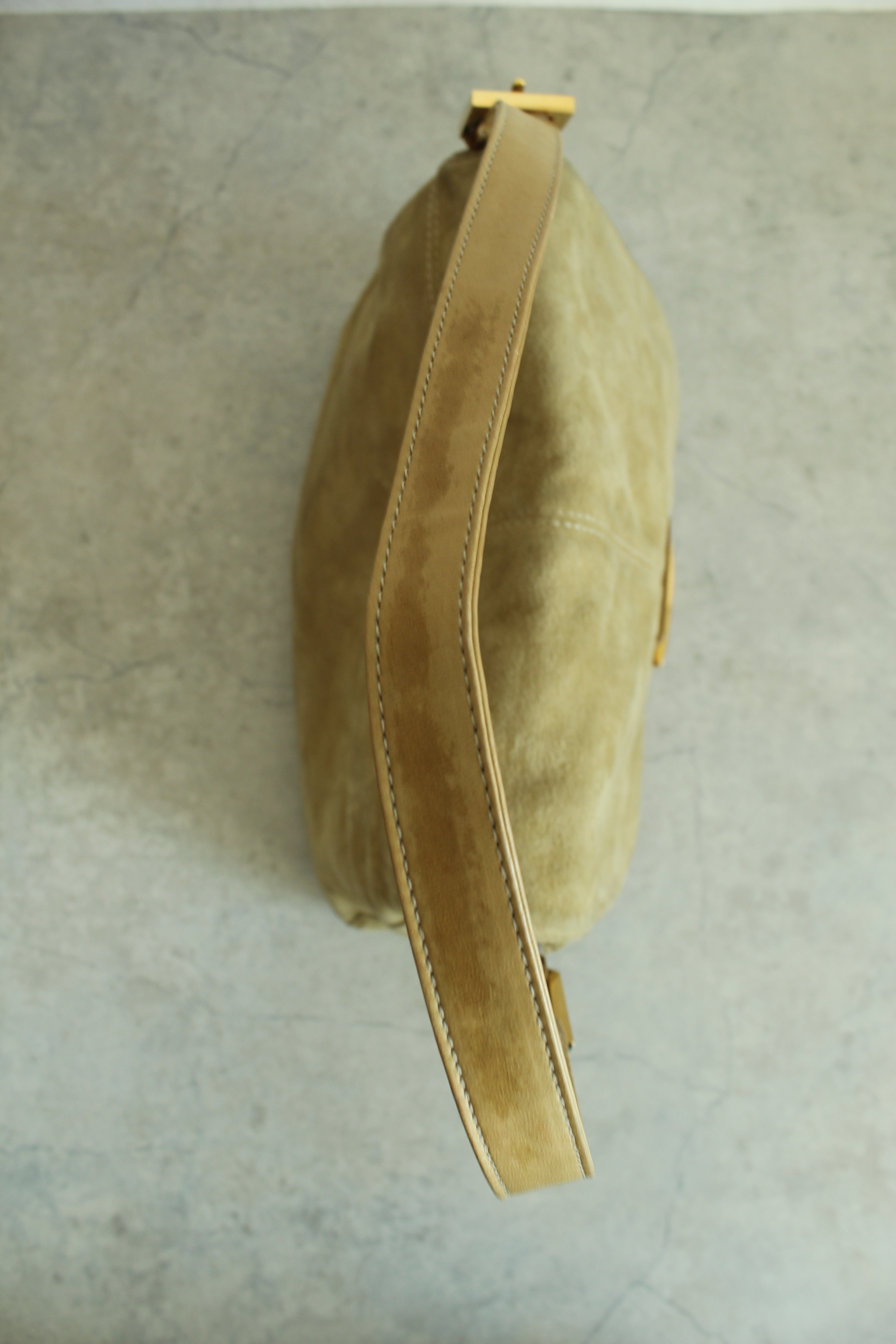 Suede Mama Baguette in Beige