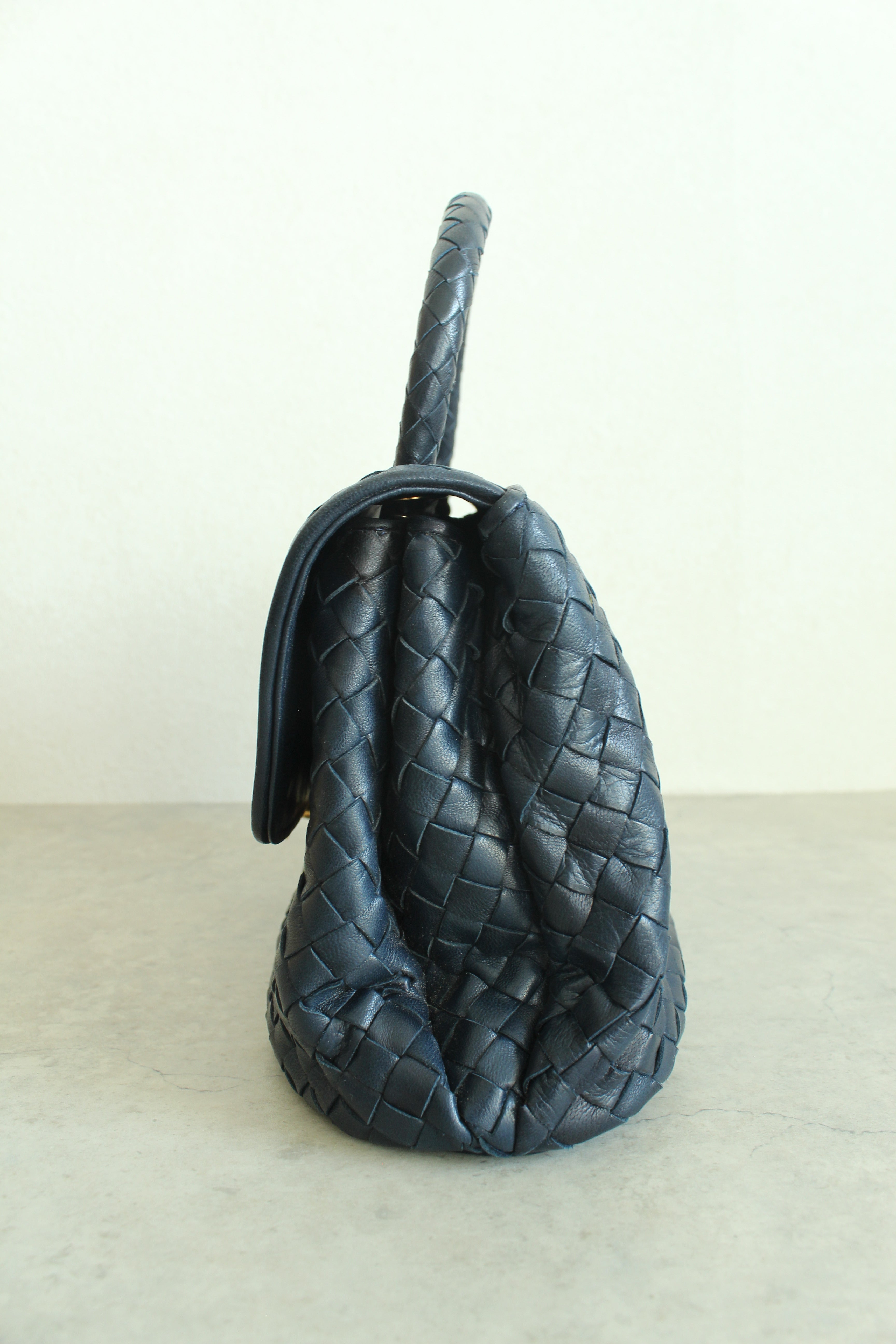 Intrecciato Top Handle bag in Navy