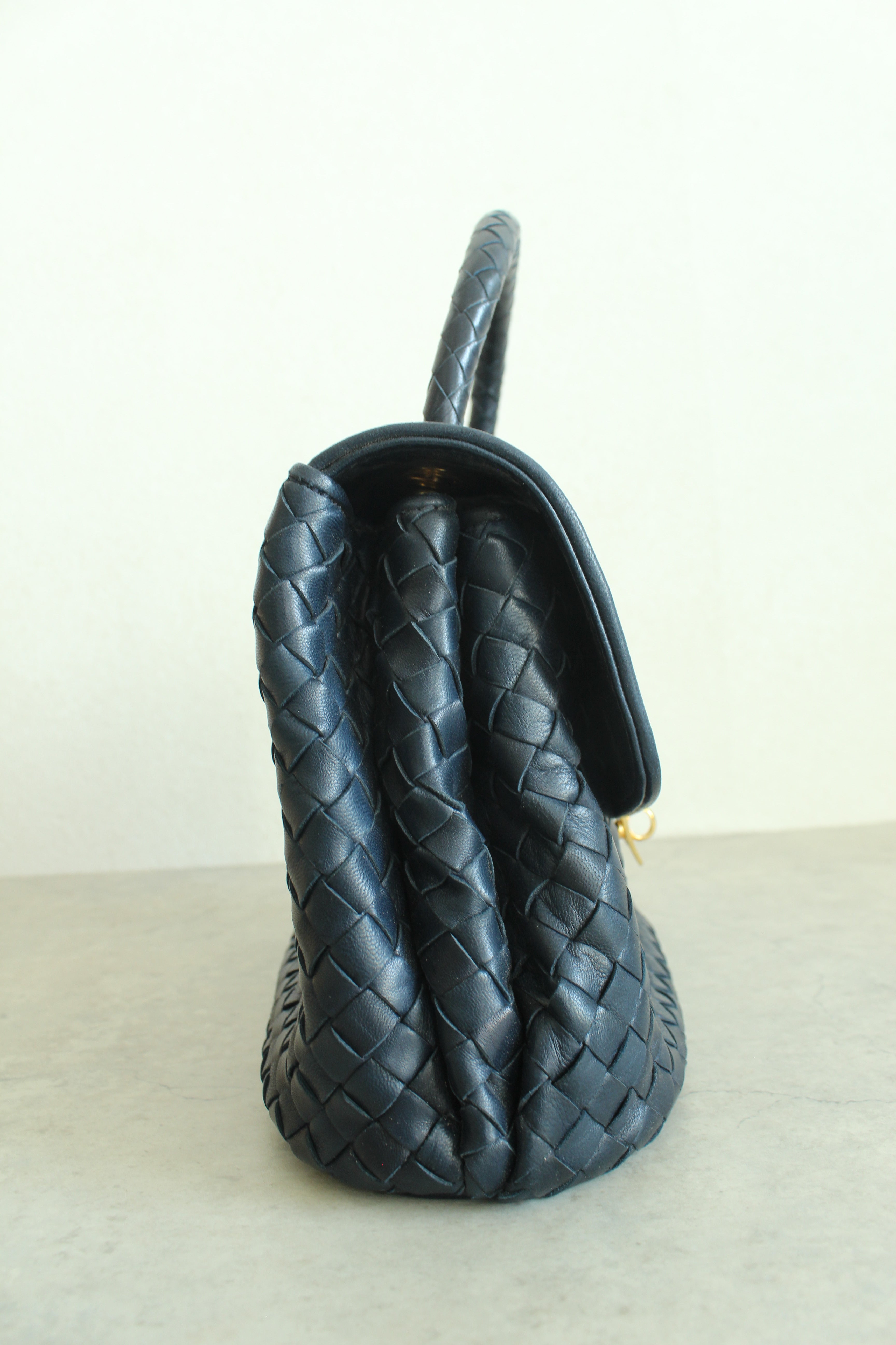 Intrecciato Top Handle bag in Navy