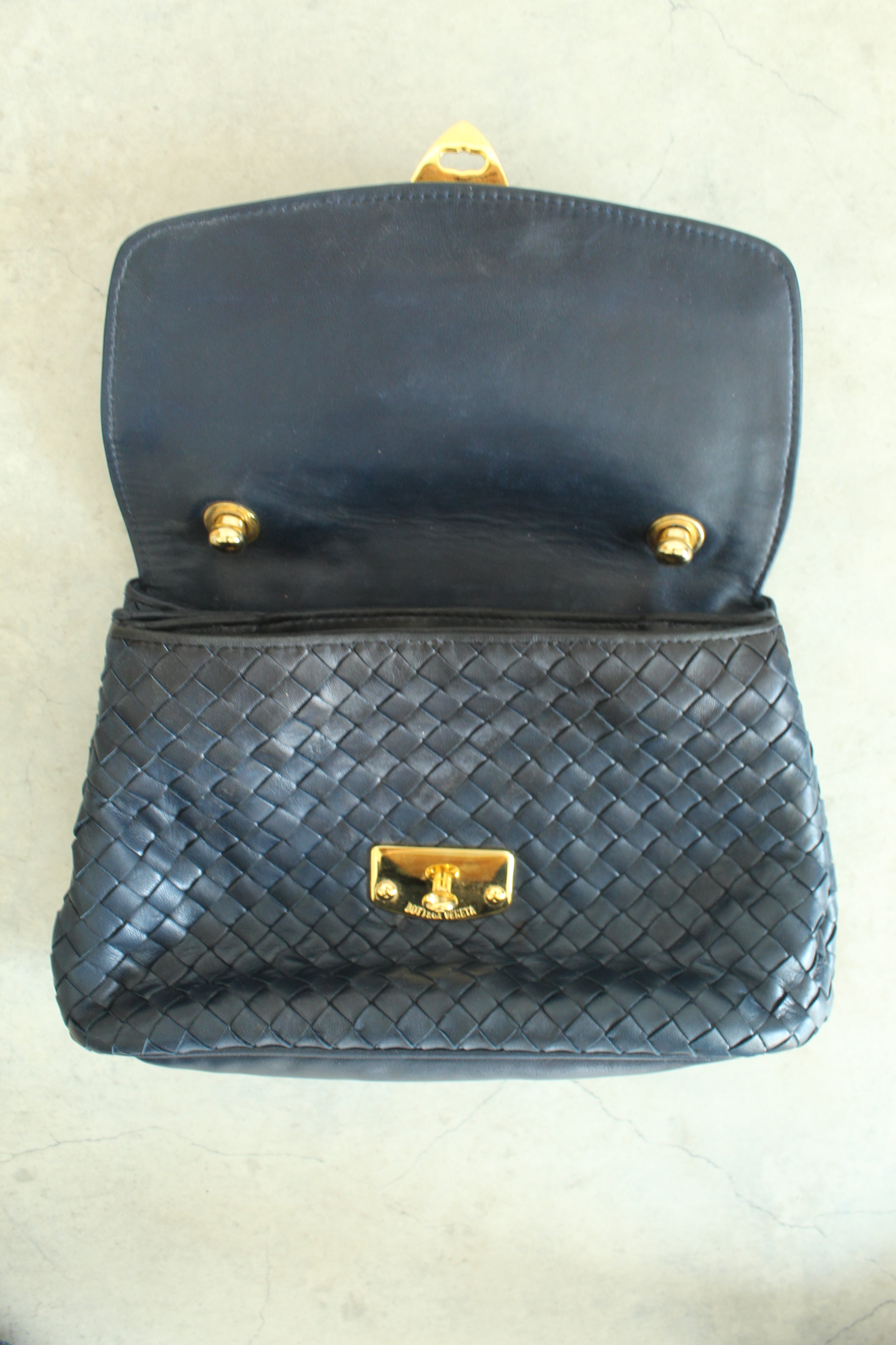 Intrecciato Top Handle bag in Navy