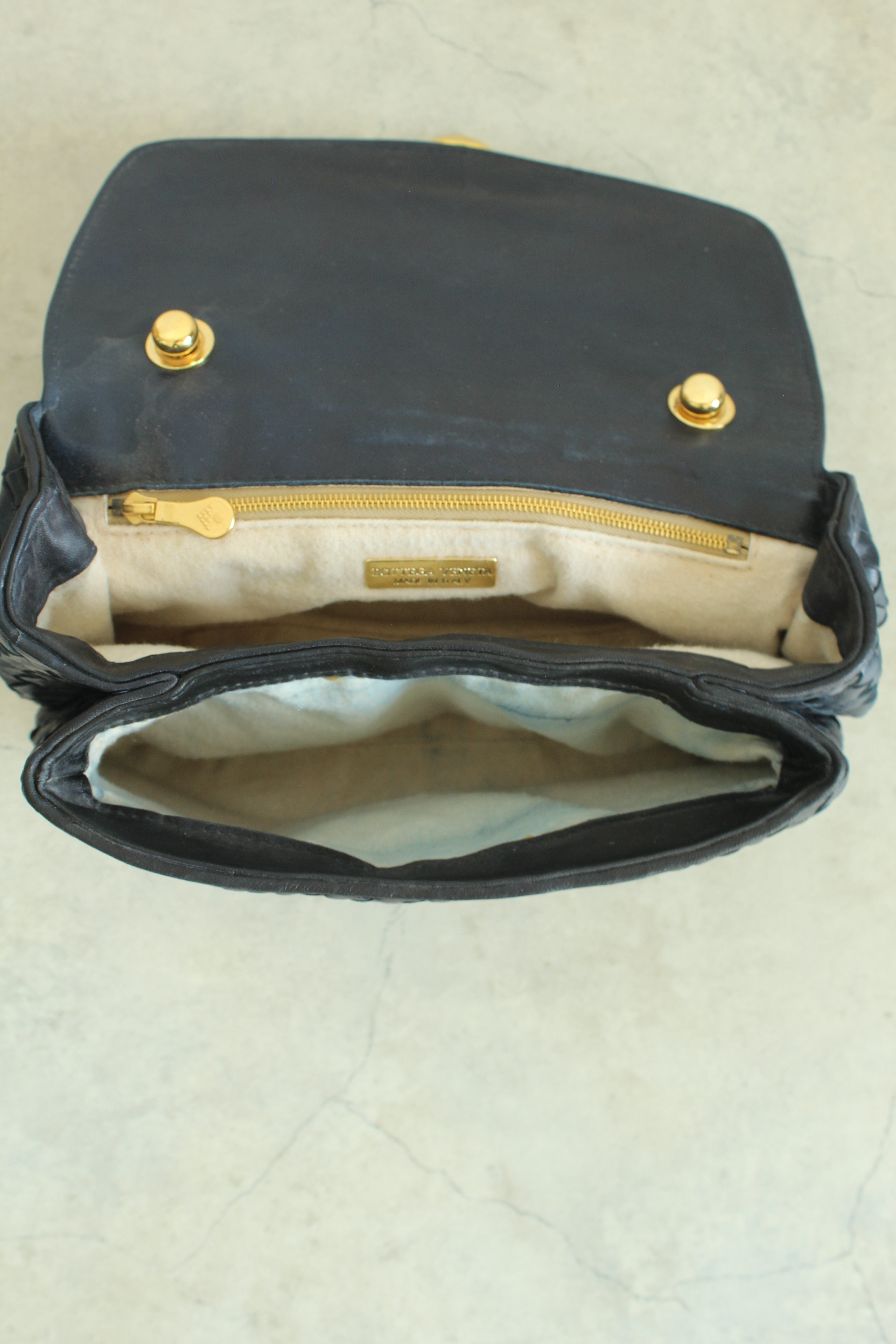 Intrecciato Top Handle bag in Navy