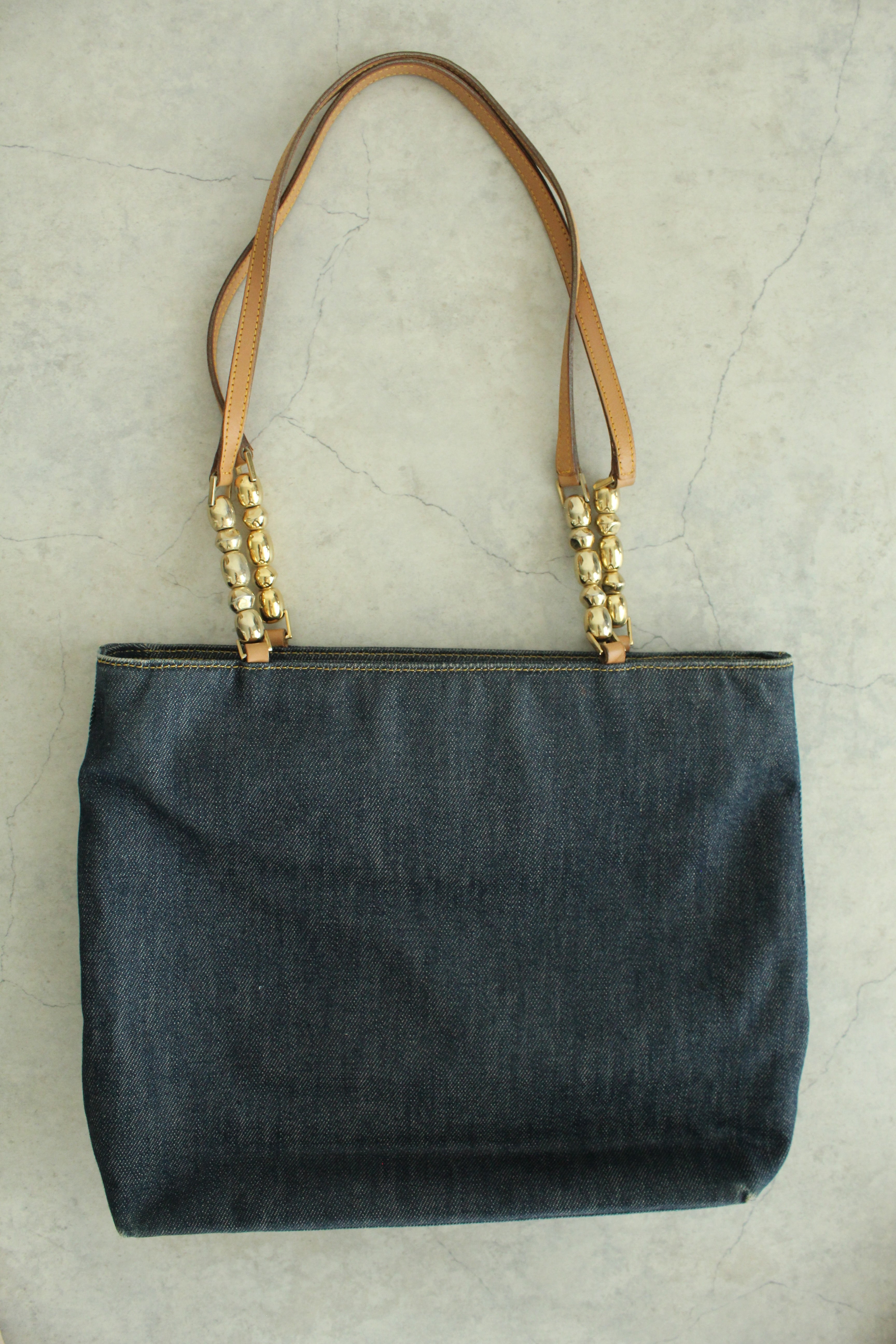 Malice Pearl Denim Tote Bag in Indigo
