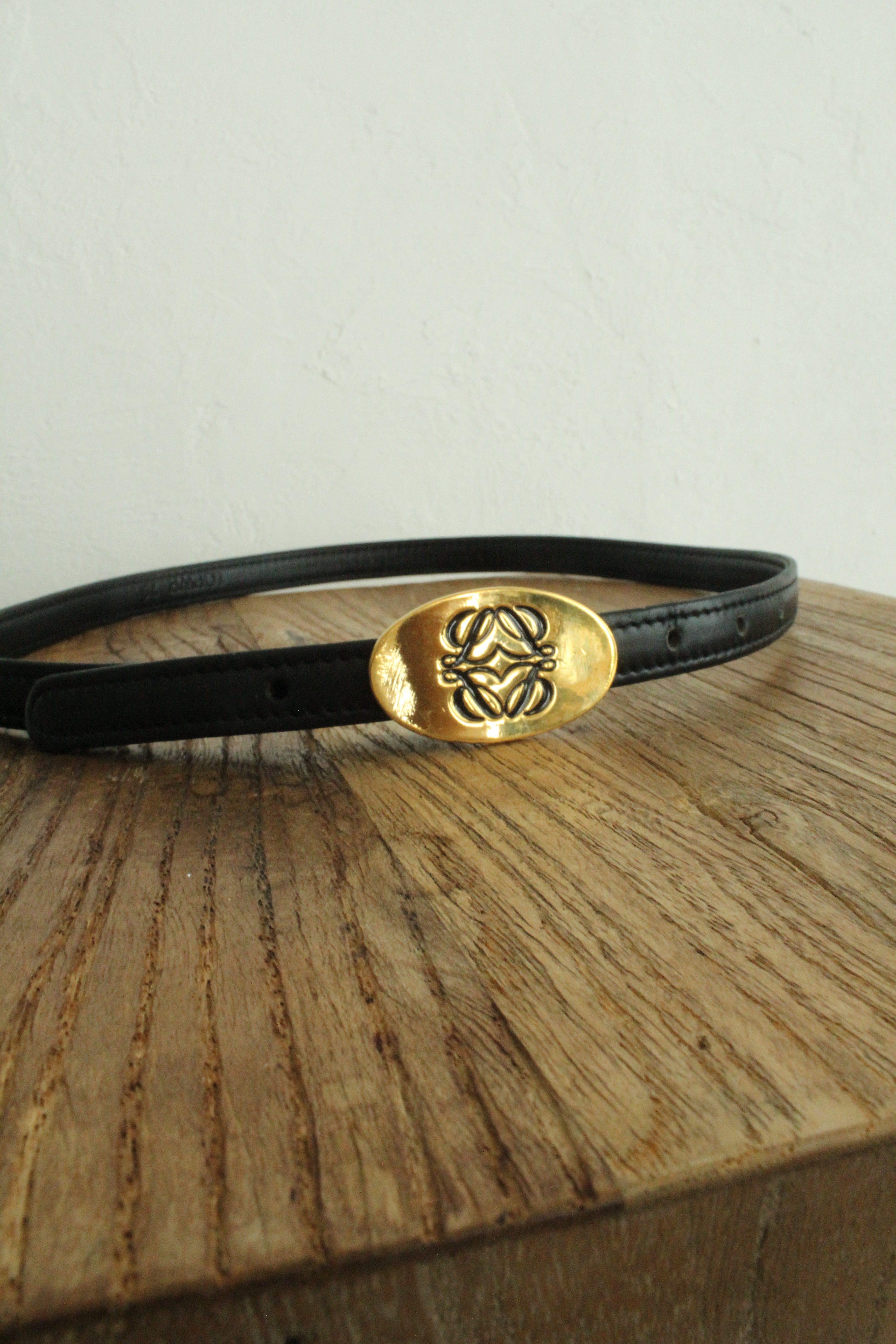Black leather belt 75