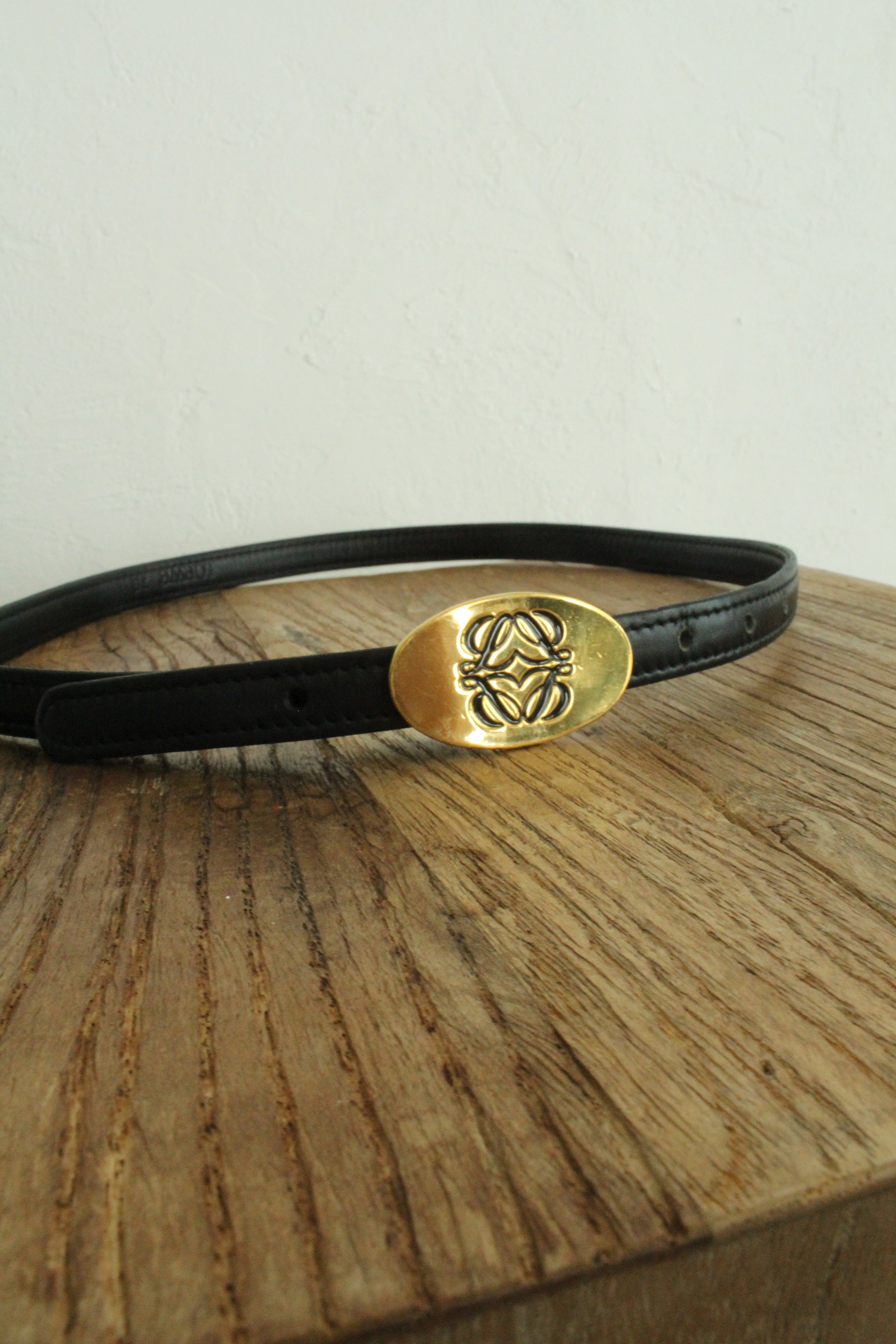 Black leather belt 75