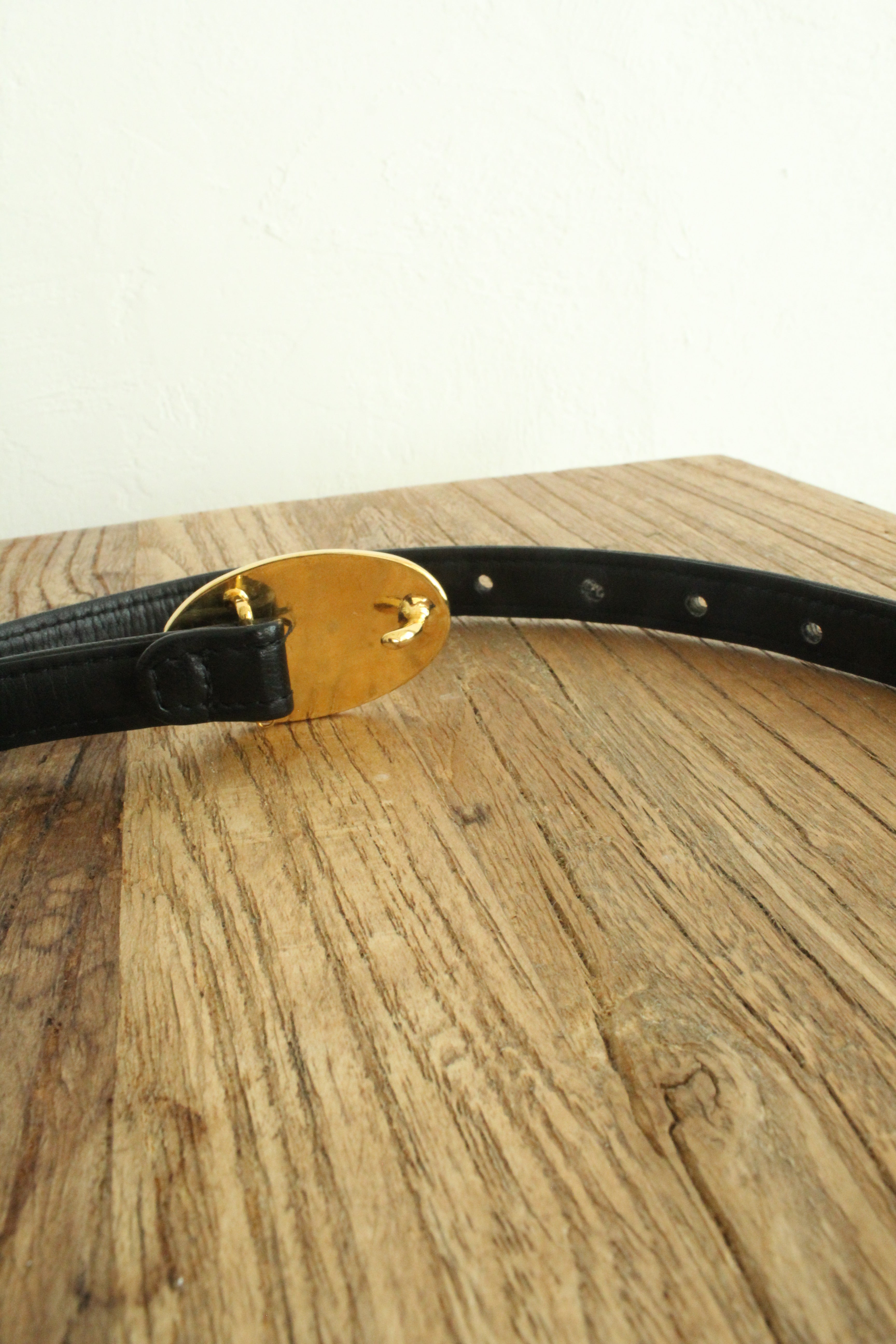 Black leather belt 75
