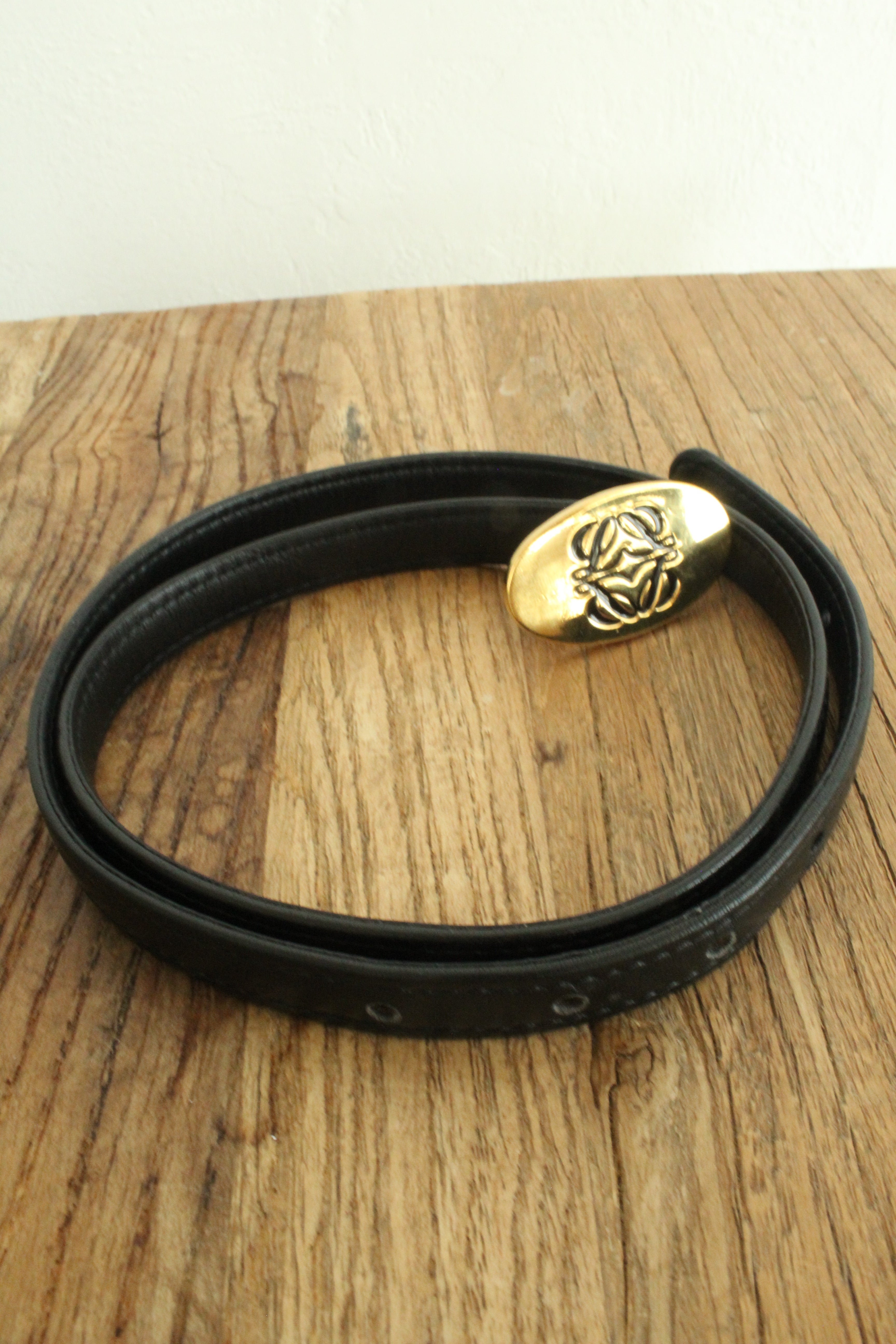 Black leather belt 75