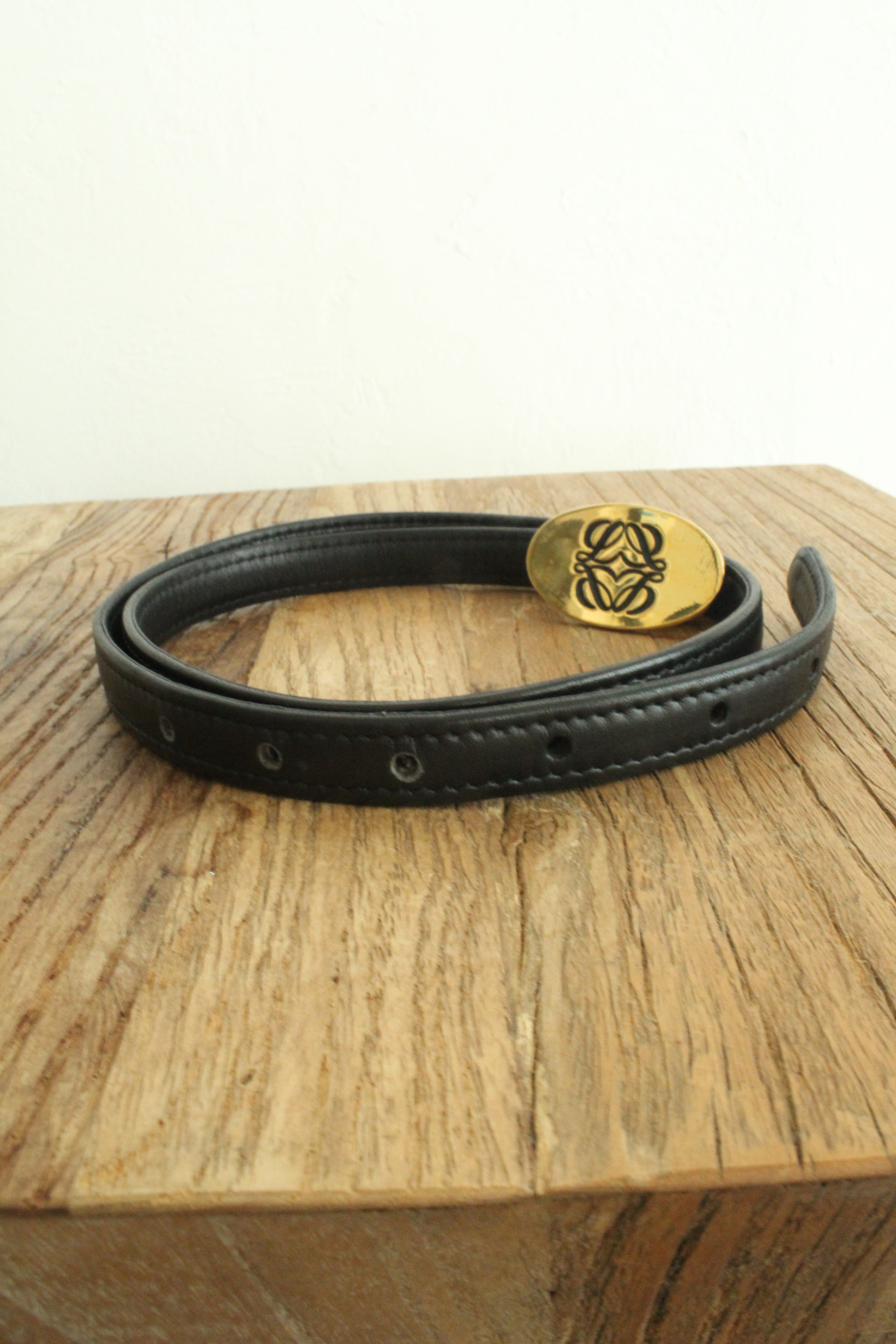 Black leather belt 75