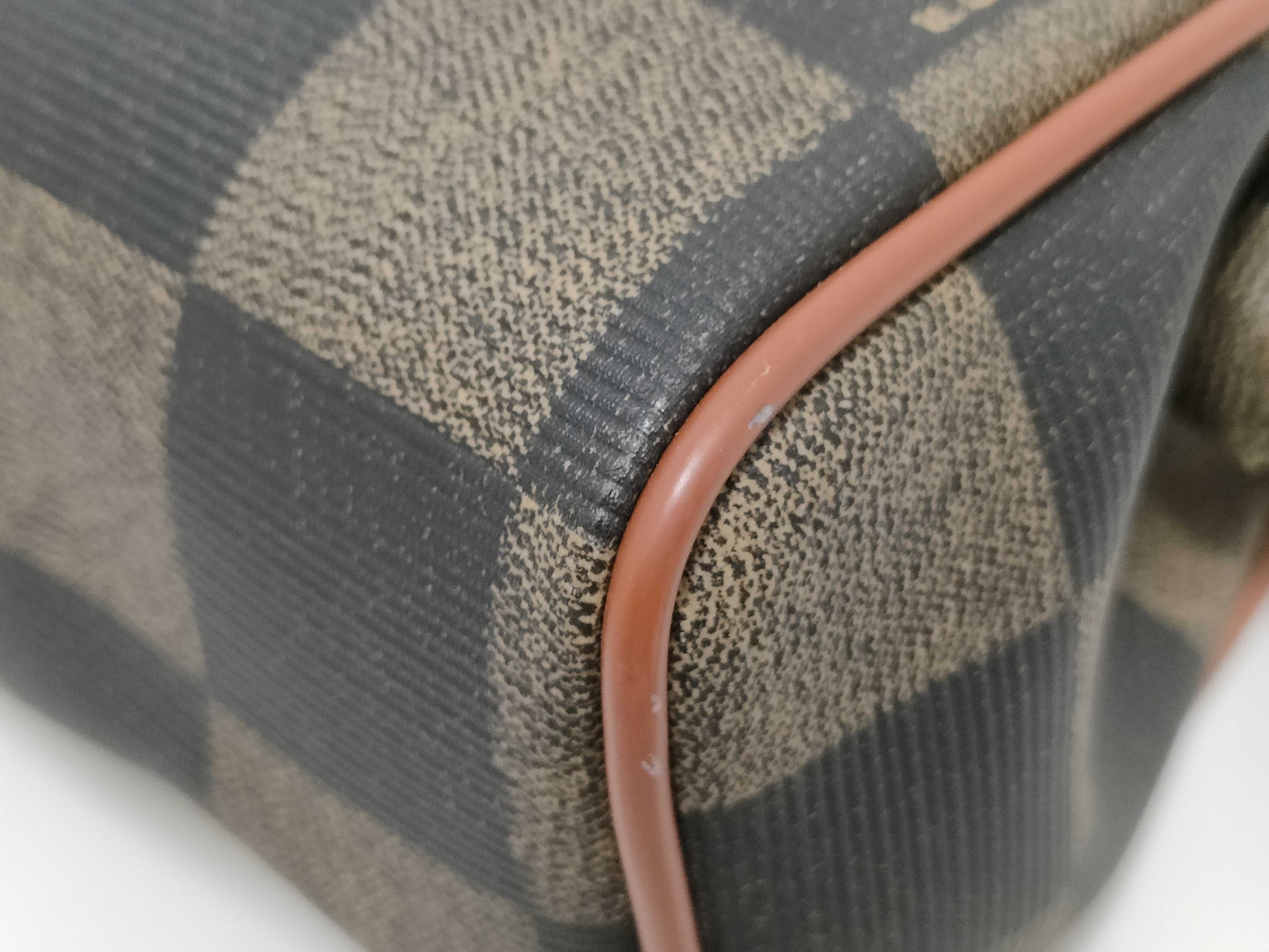 Fendi Pequin Mini Boston Bag — Tobacco × Bordeaux