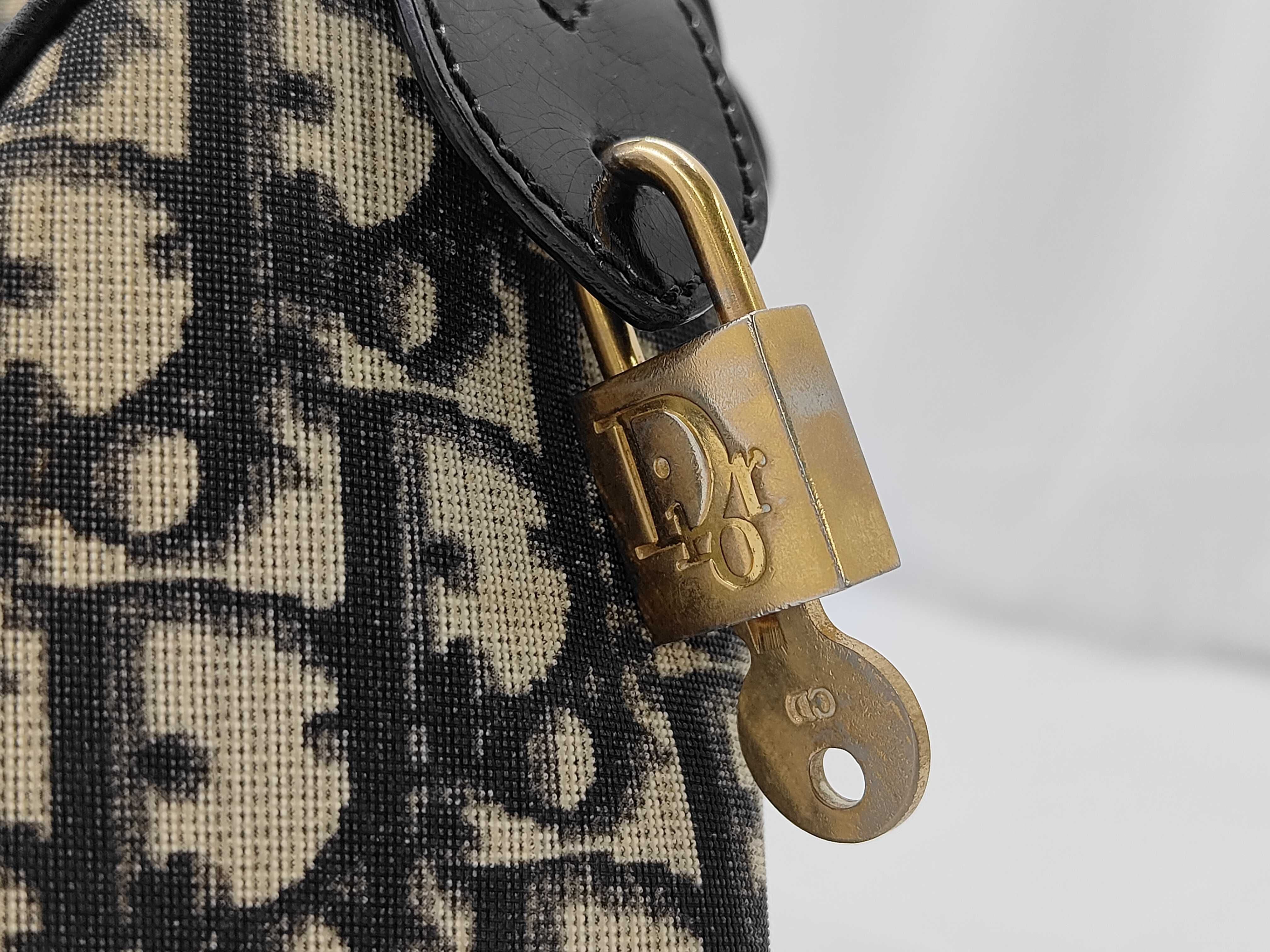 Trotter PVC Boston Bag in Navy Oblique Monogram Gold Hardware
