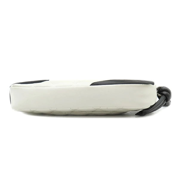 Cambon Line Leather White x Black Silver Hardware Accessory Pouch
