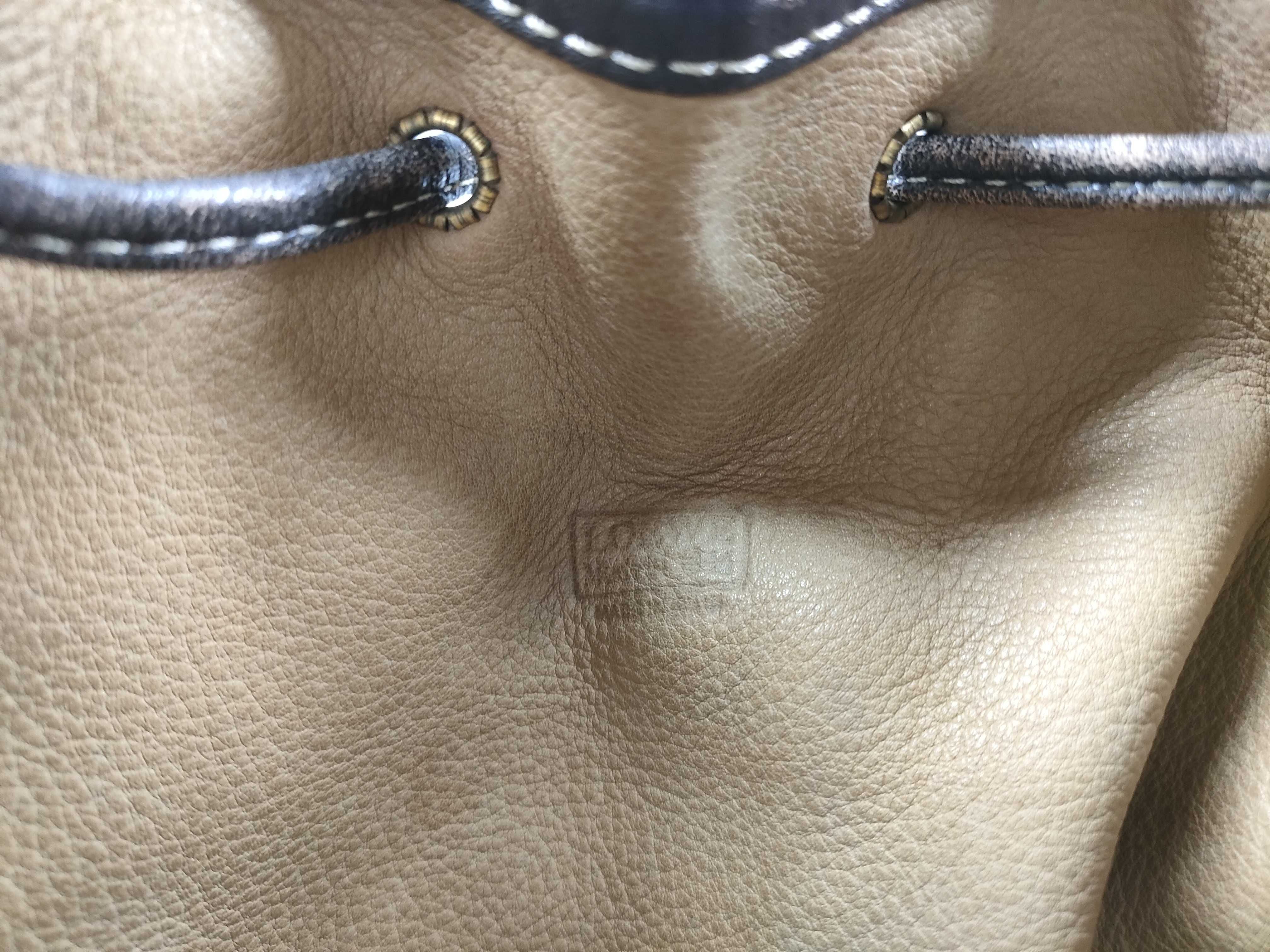 Anagram Suede Drawstring Bucket Bag