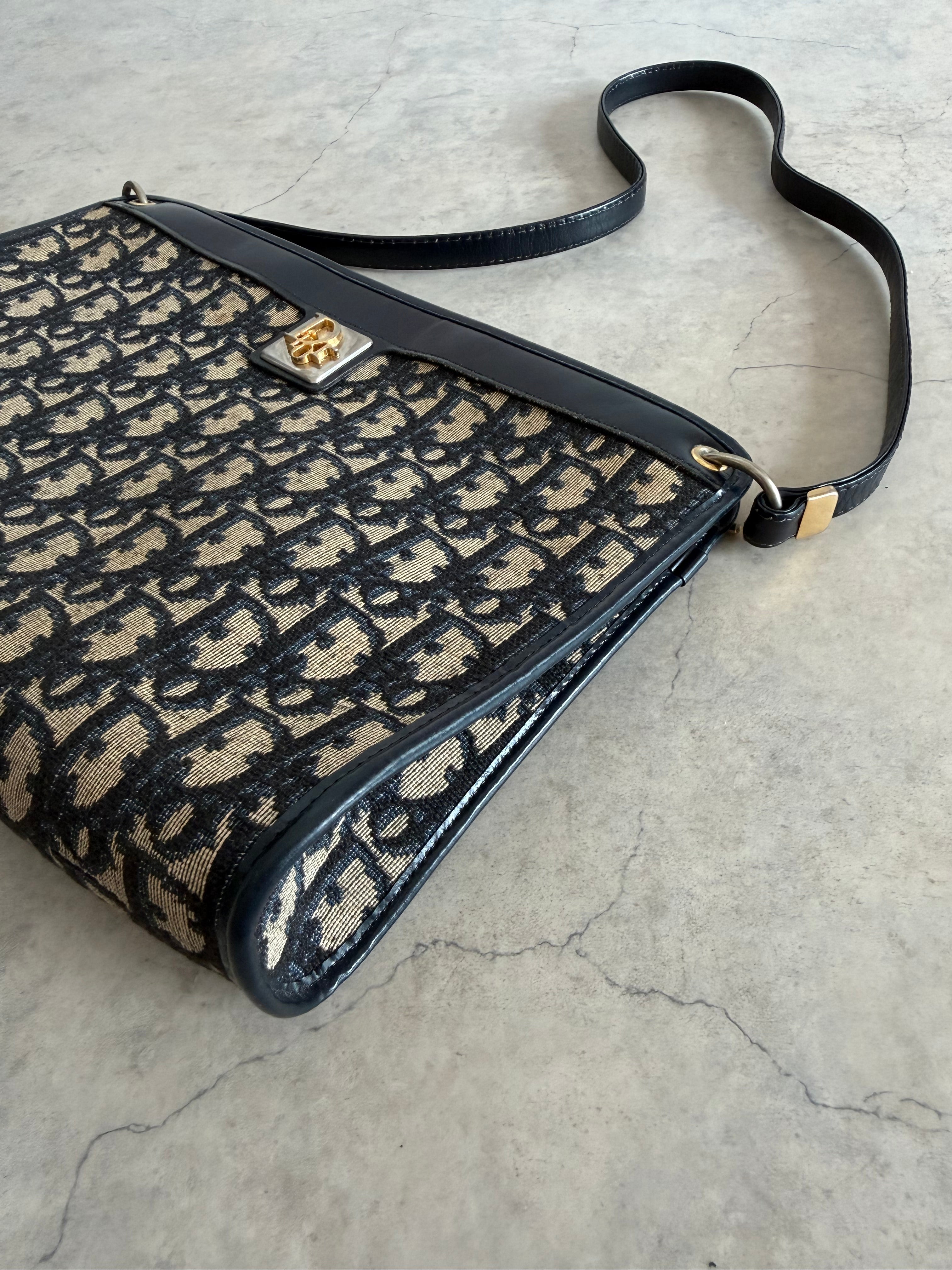 Trotter Monogram Canvas Shoulder Bag in Navy