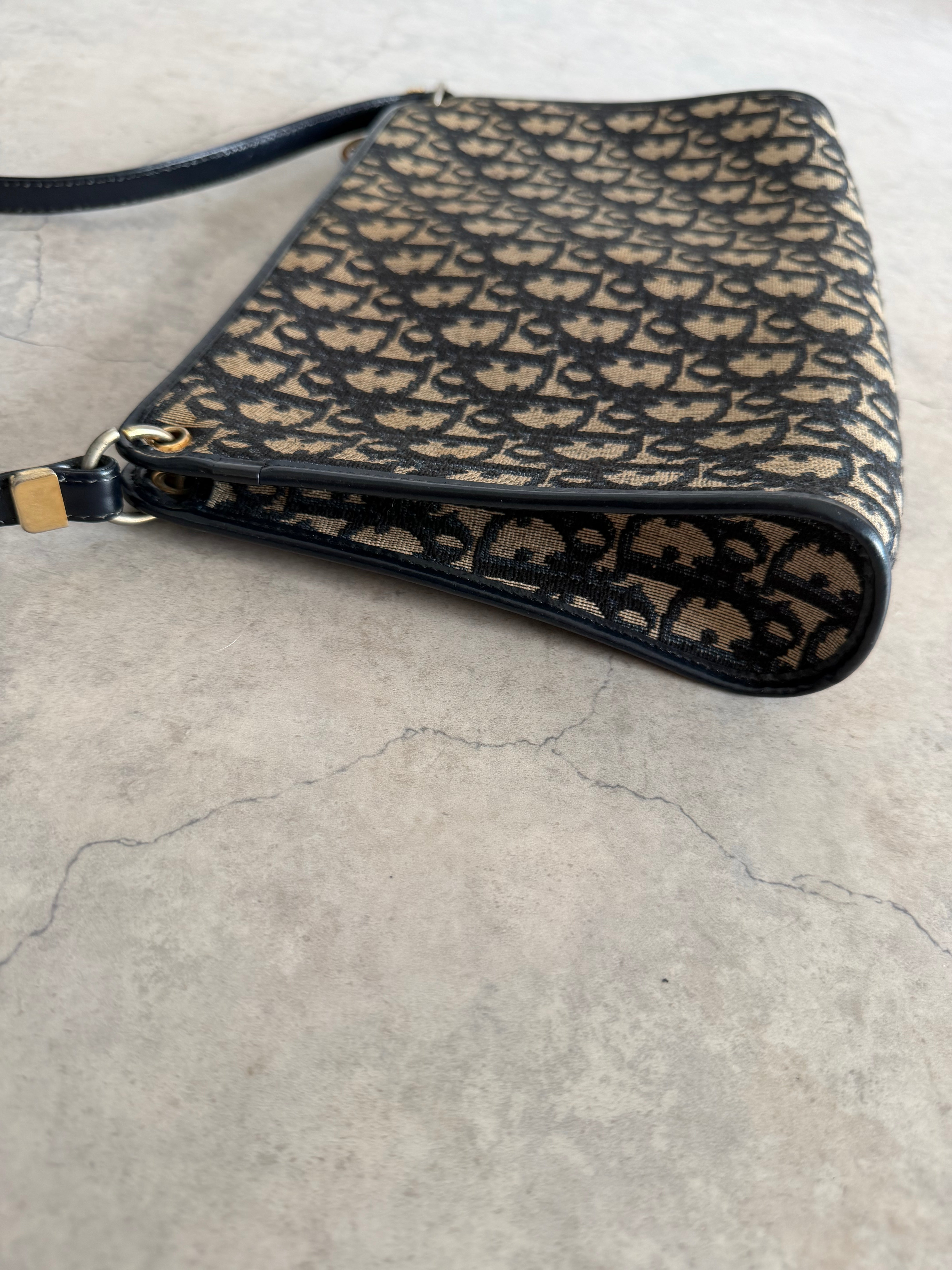 Trotter Monogram Canvas Shoulder Bag in Navy