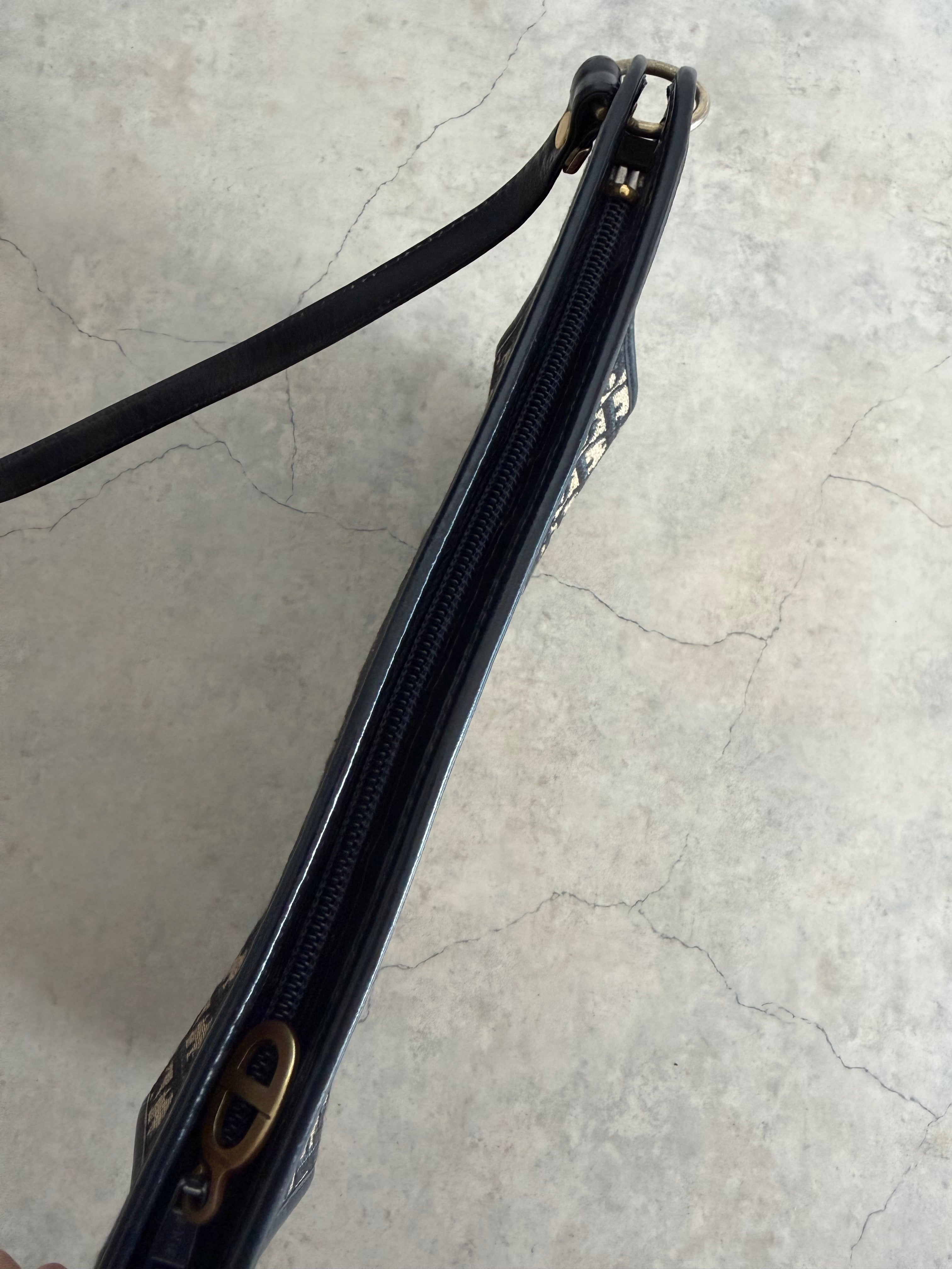 Trotter Monogram Canvas Shoulder Bag in Navy