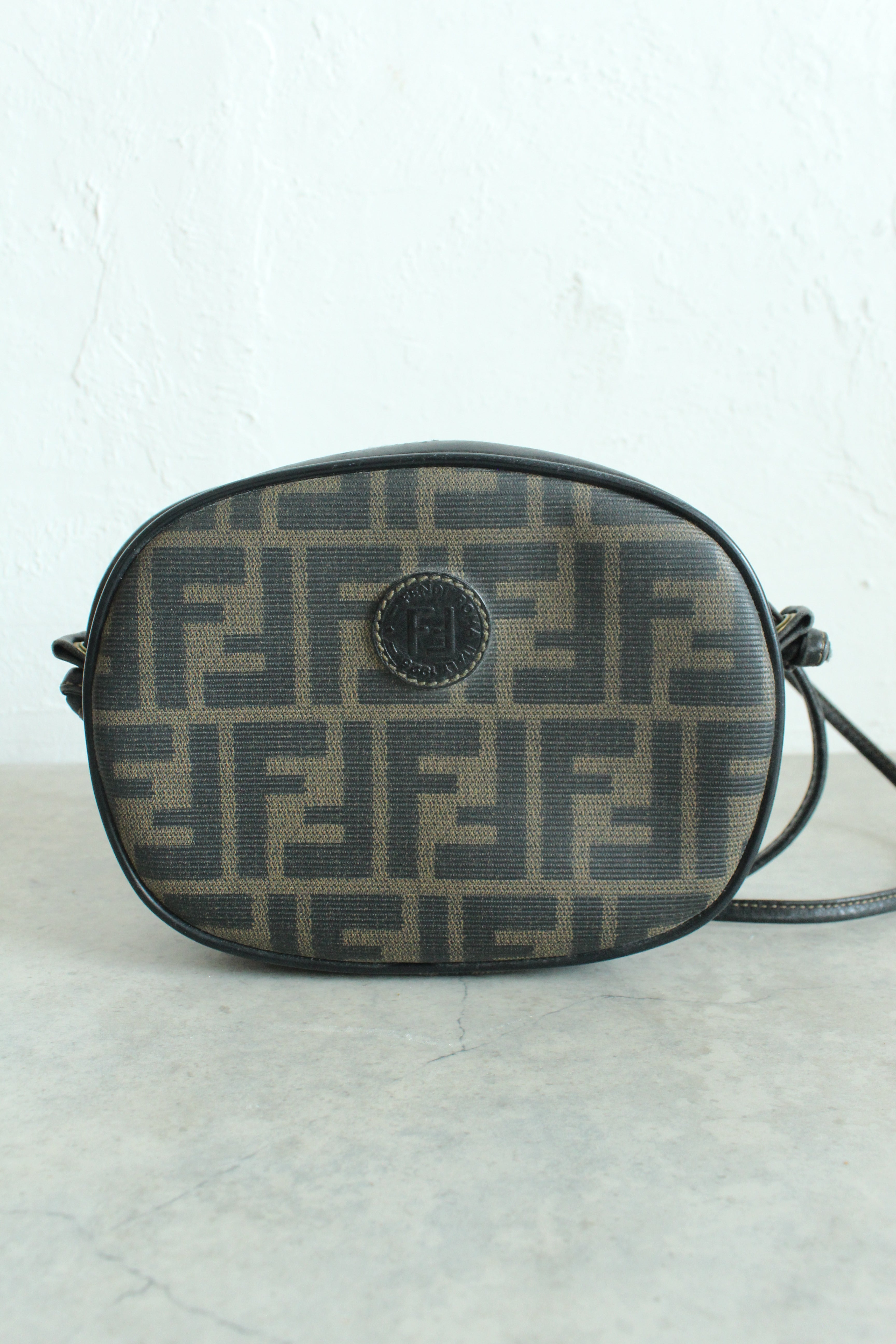 Zucca Round Shoulder Bag in PVC Canvas