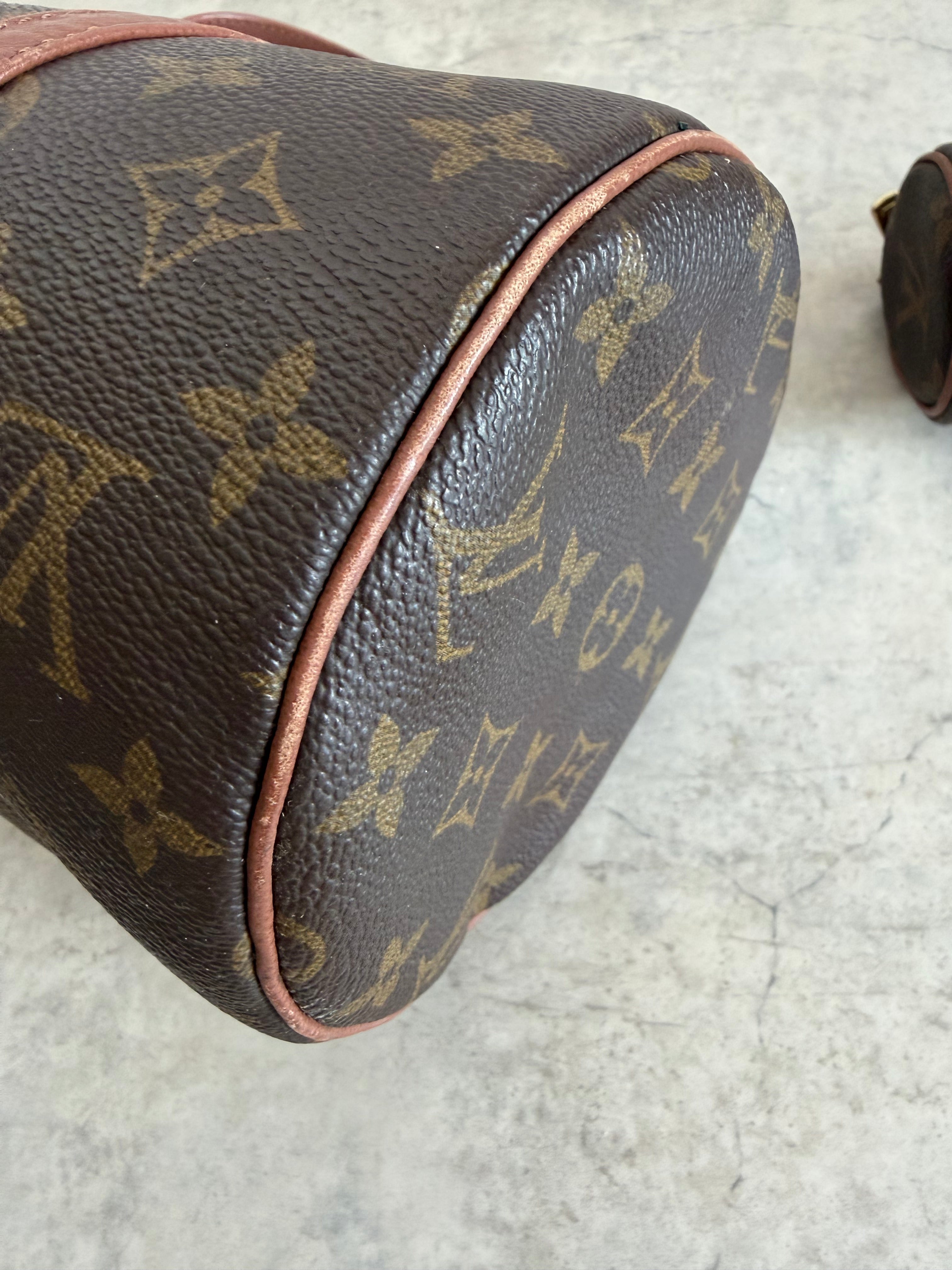 1992 Papillon 30 Monogram Canvas Handbag with Mini pouch bag