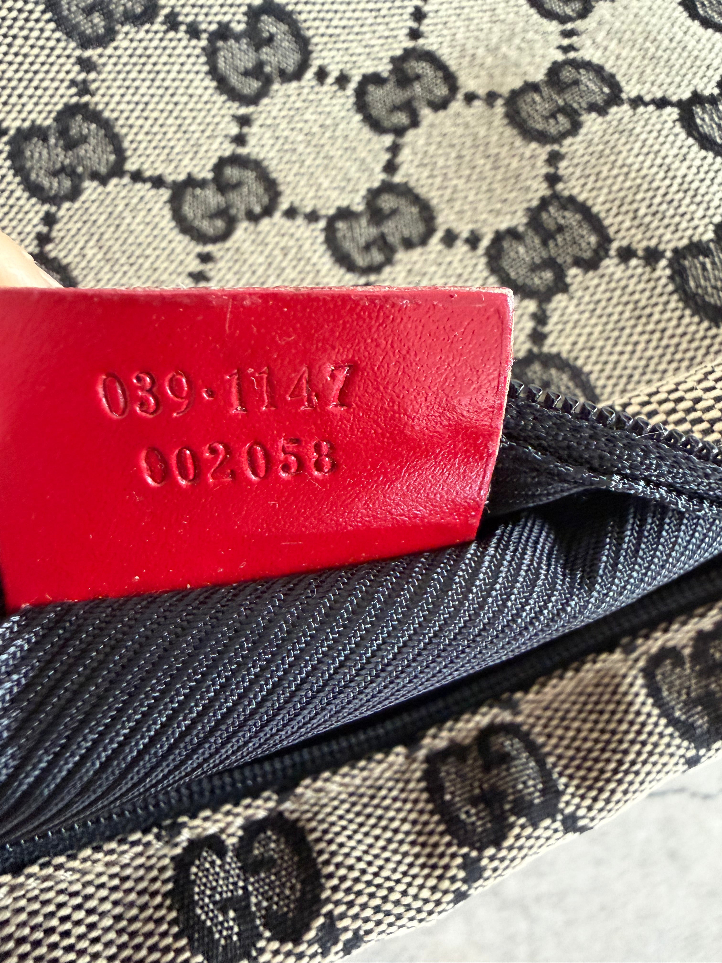 GG Canvas Mini Hobo Bag — Red × Grey