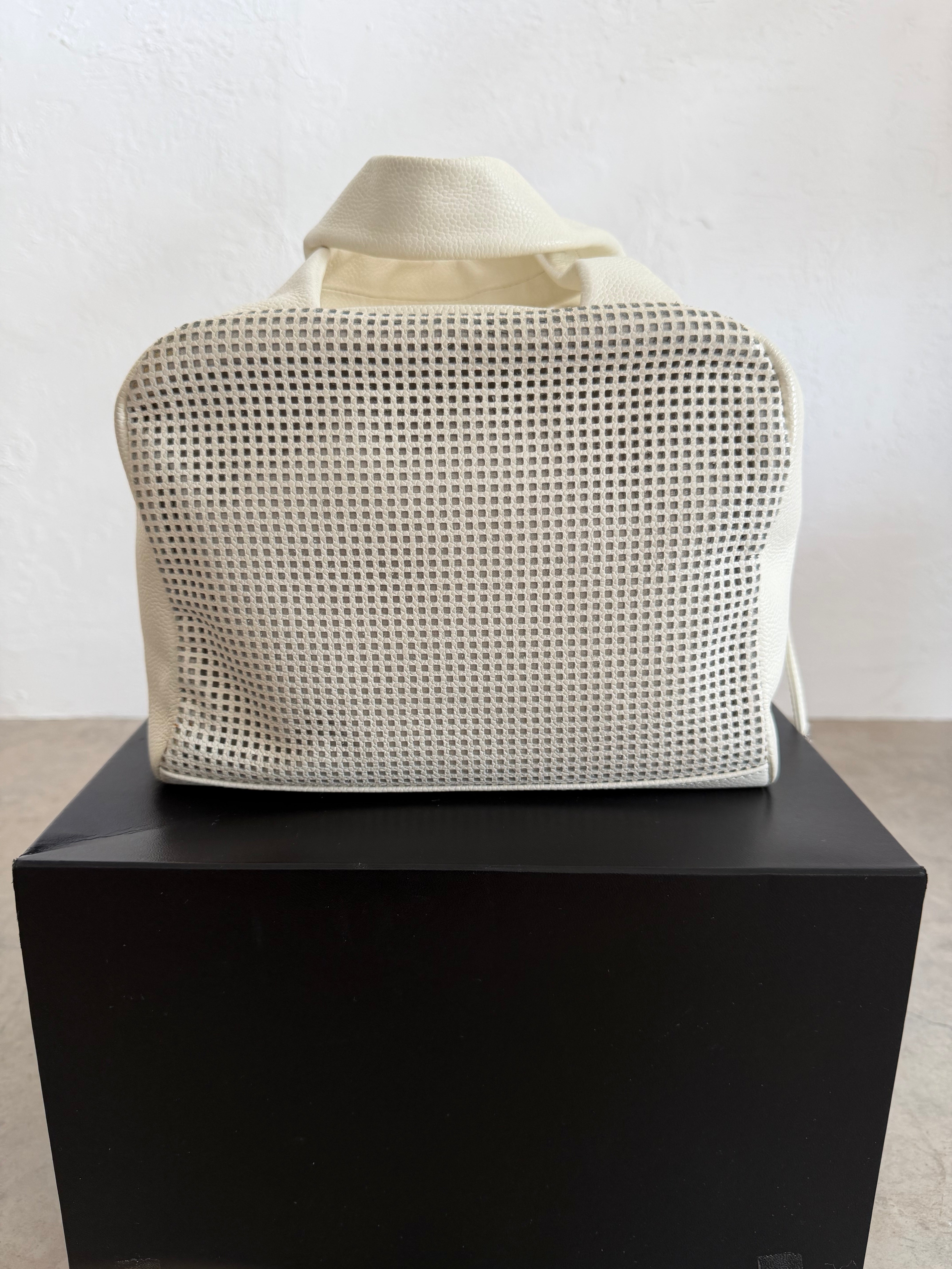 2004–2005 Perforated Caviar Leather CC Bowler Bag in White