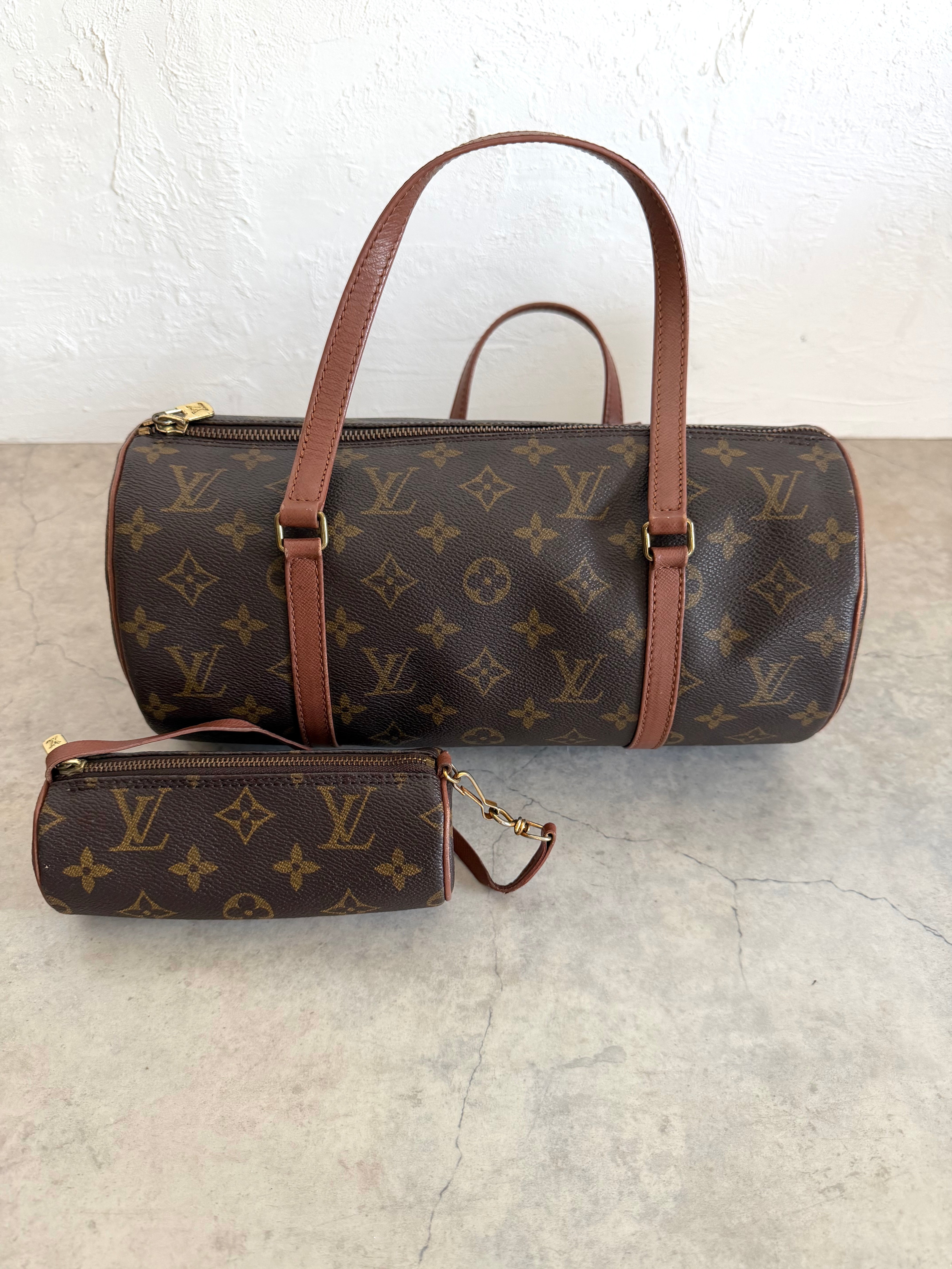 1992 Papillon 30 Monogram Canvas Handbag with Mini pouch bag
