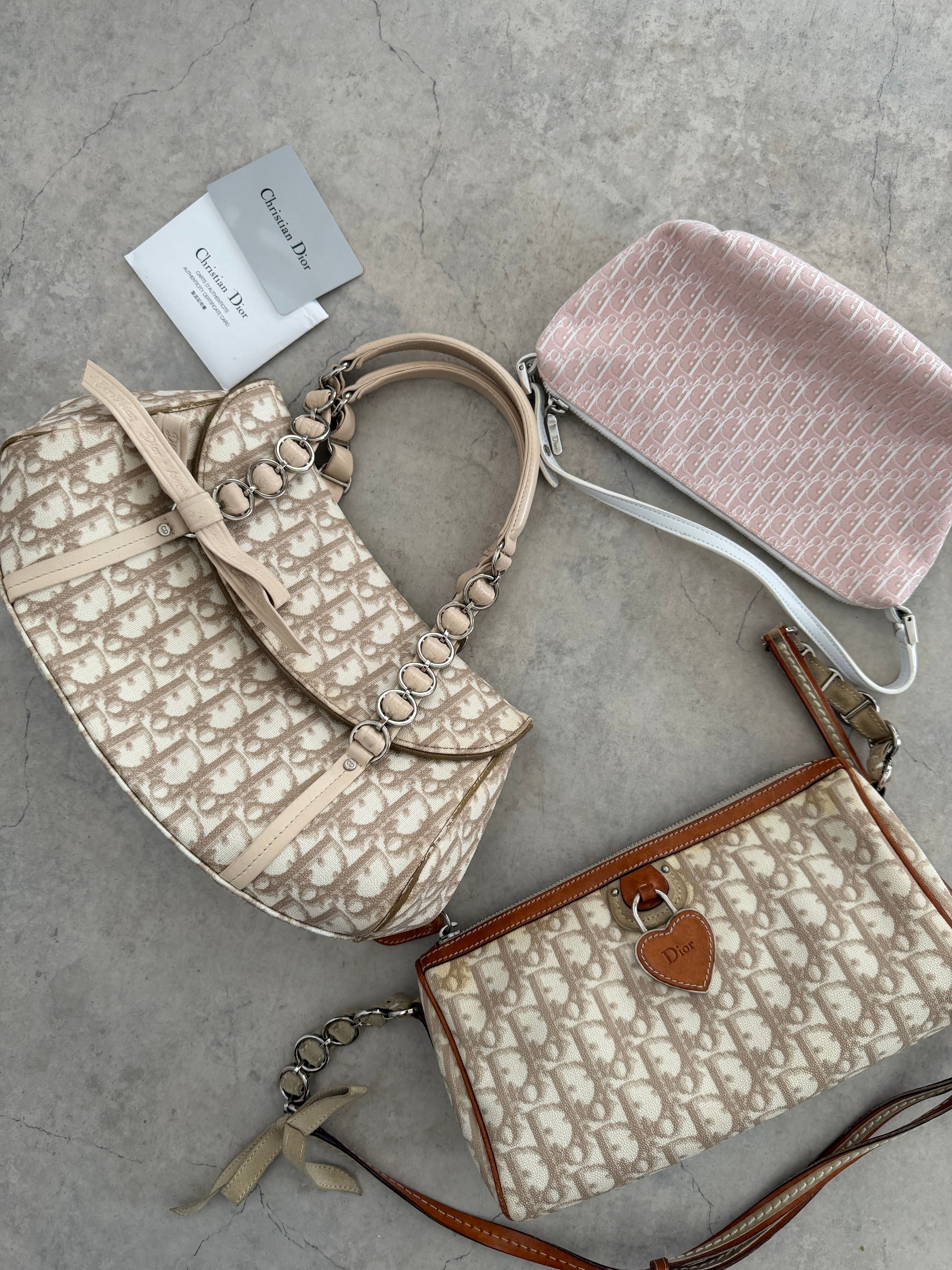 Romantique Trotter Canvas Handbag Beige Y2K