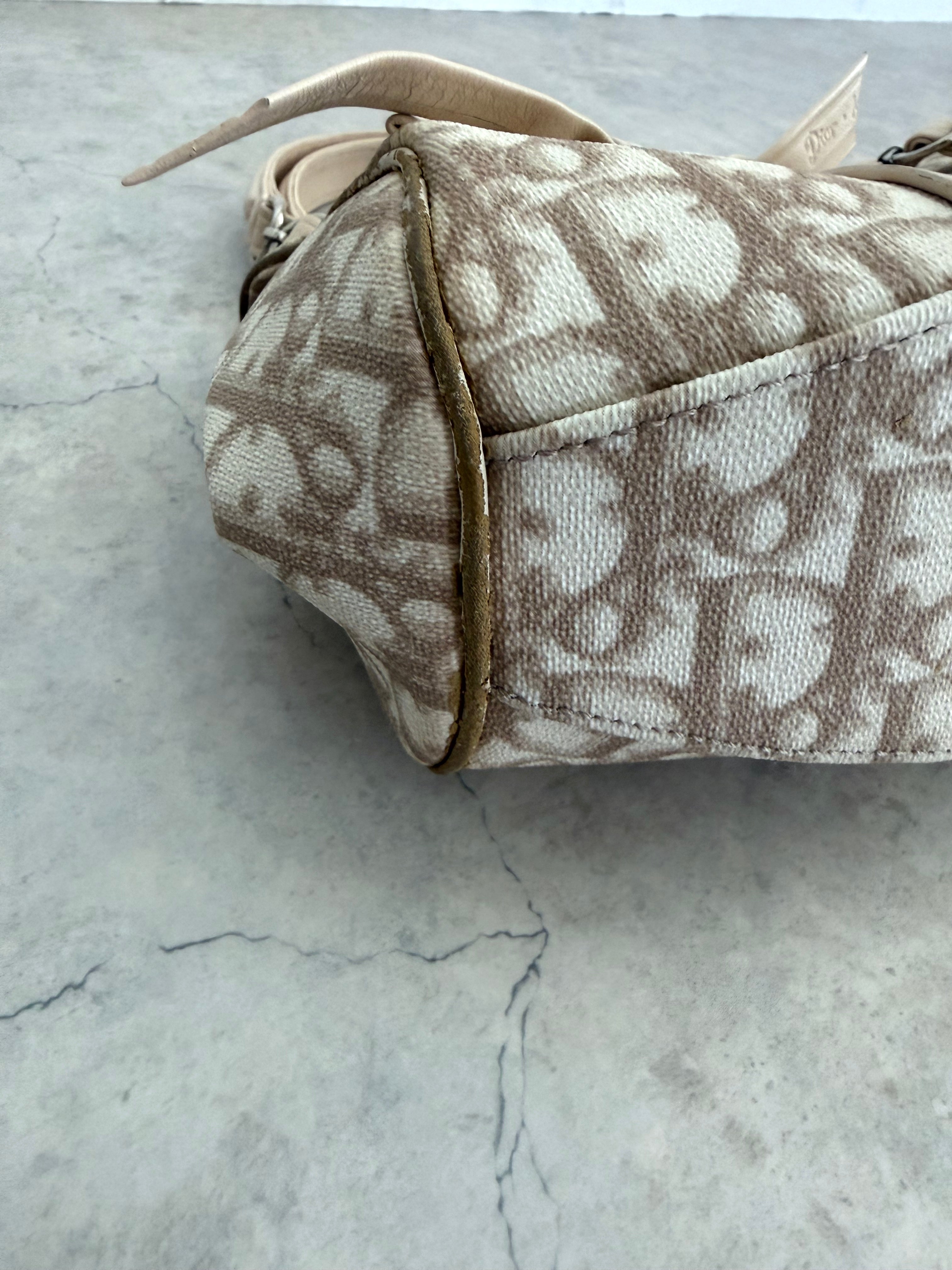 Romantique Trotter Canvas Handbag Beige Y2K