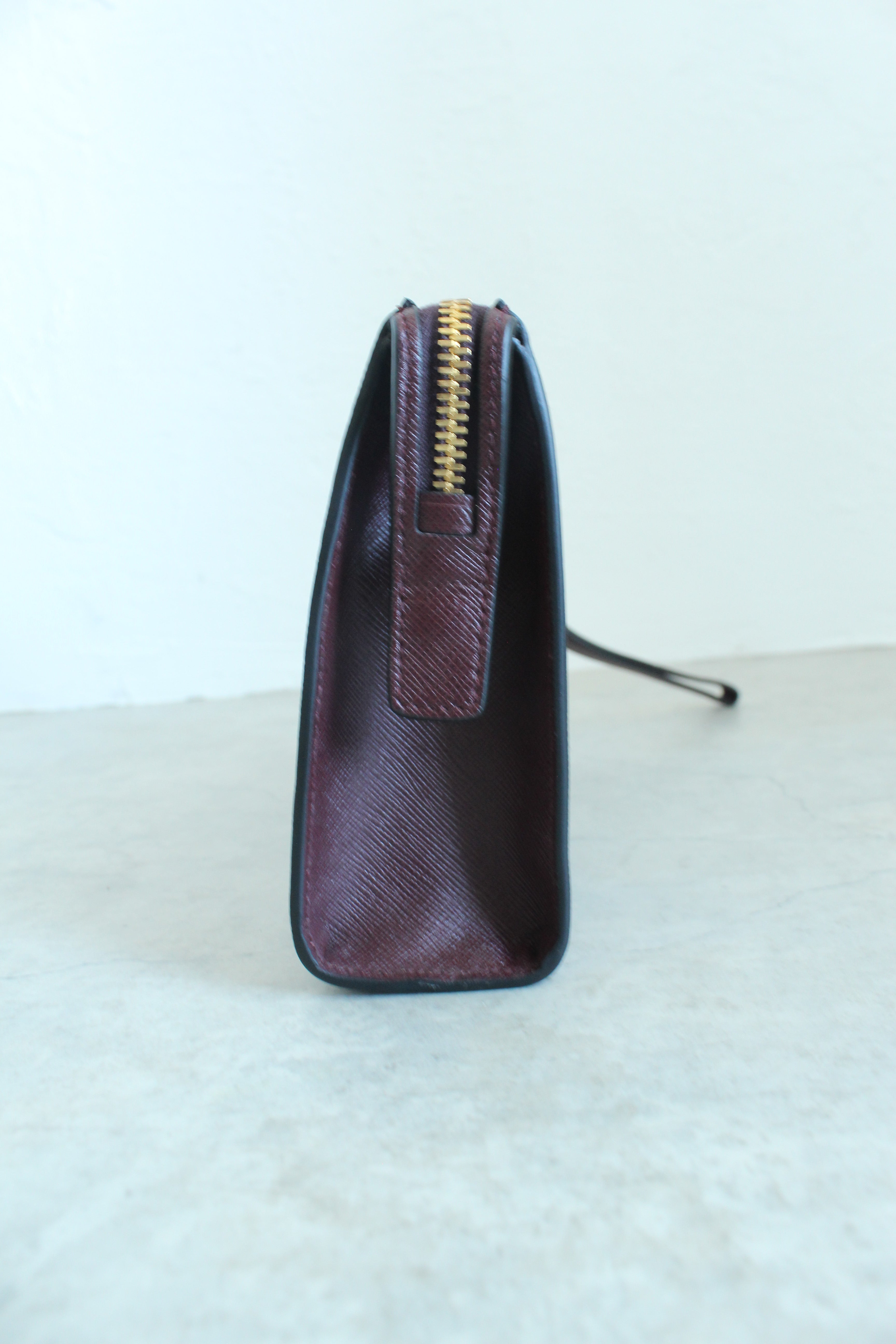Saffiano Wristlet Pouch in Burgundy Red