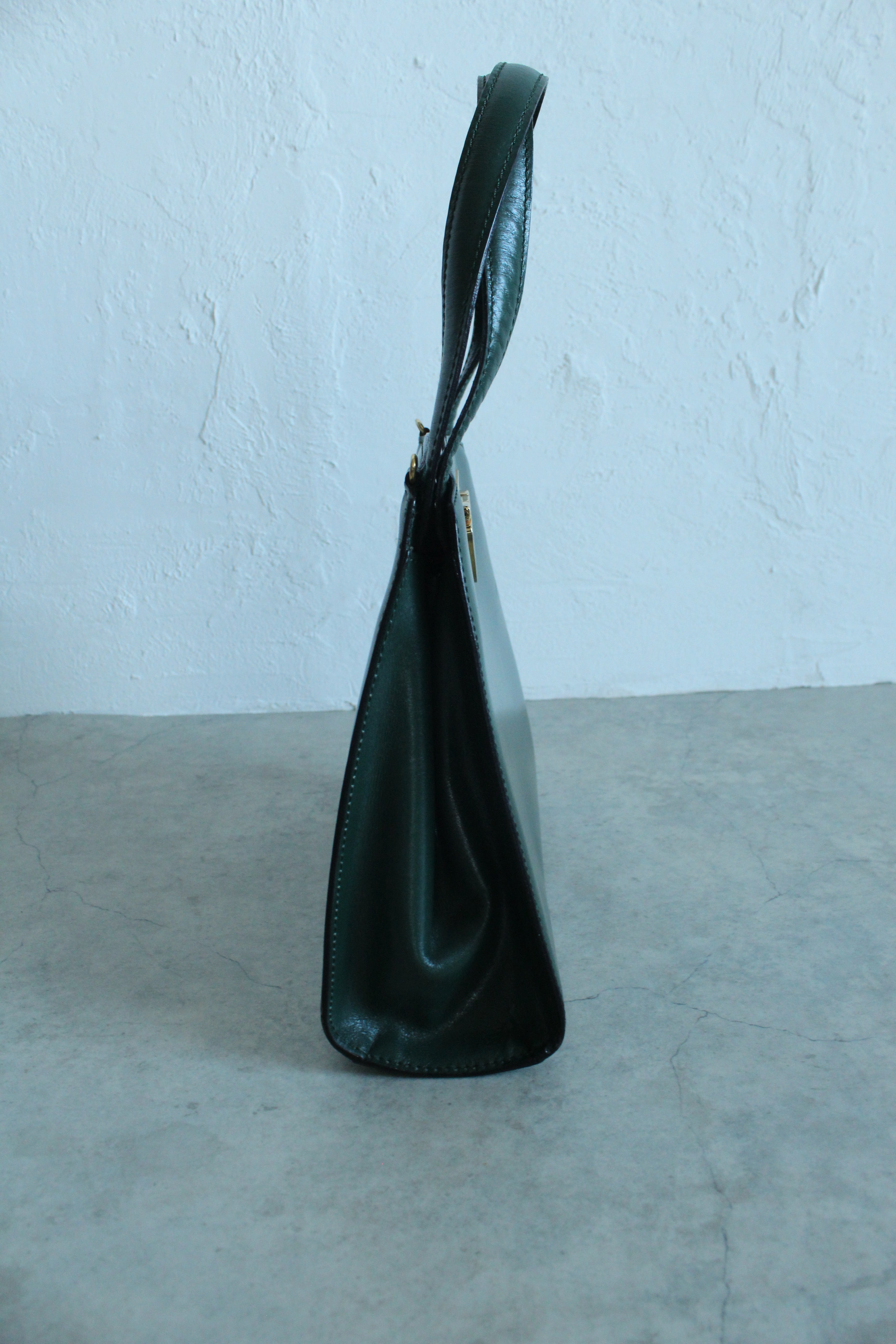 Old Celine Box Calfskin Top handle bag in Emerald Green