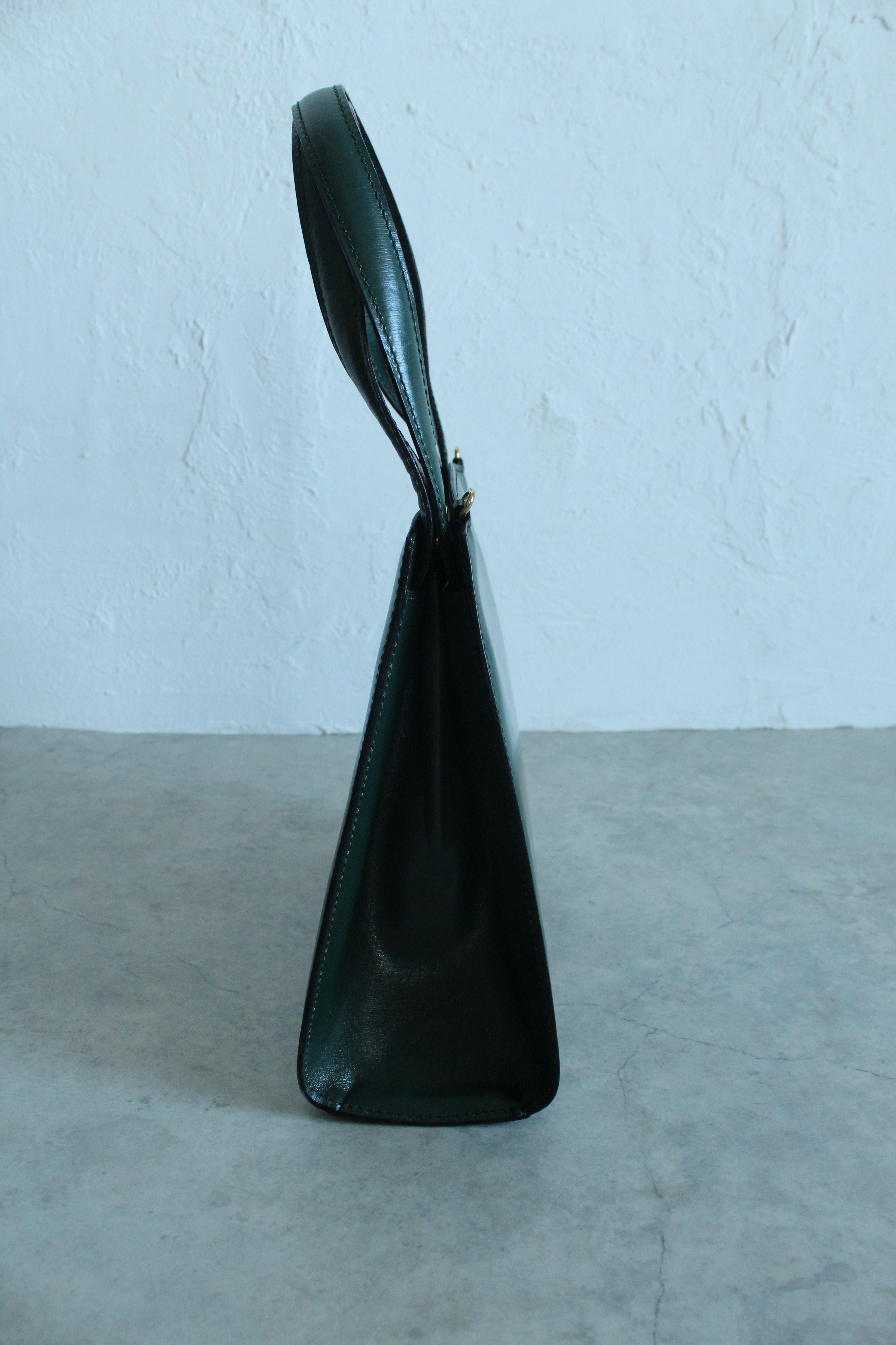 Old Celine Box Calfskin Top handle bag in Emerald Green