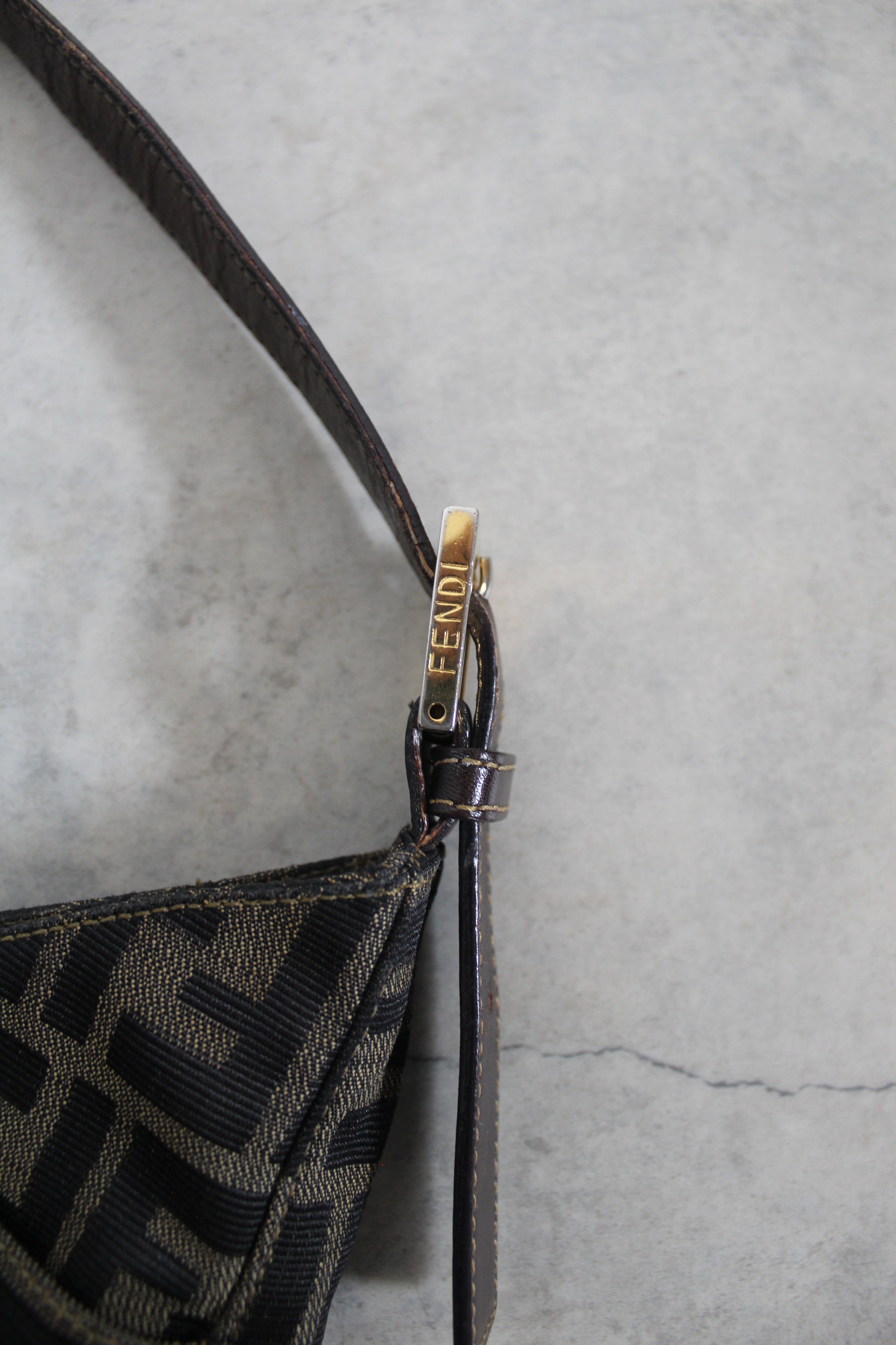 Zucca Canvas Baguette Bag w Gold Hardware