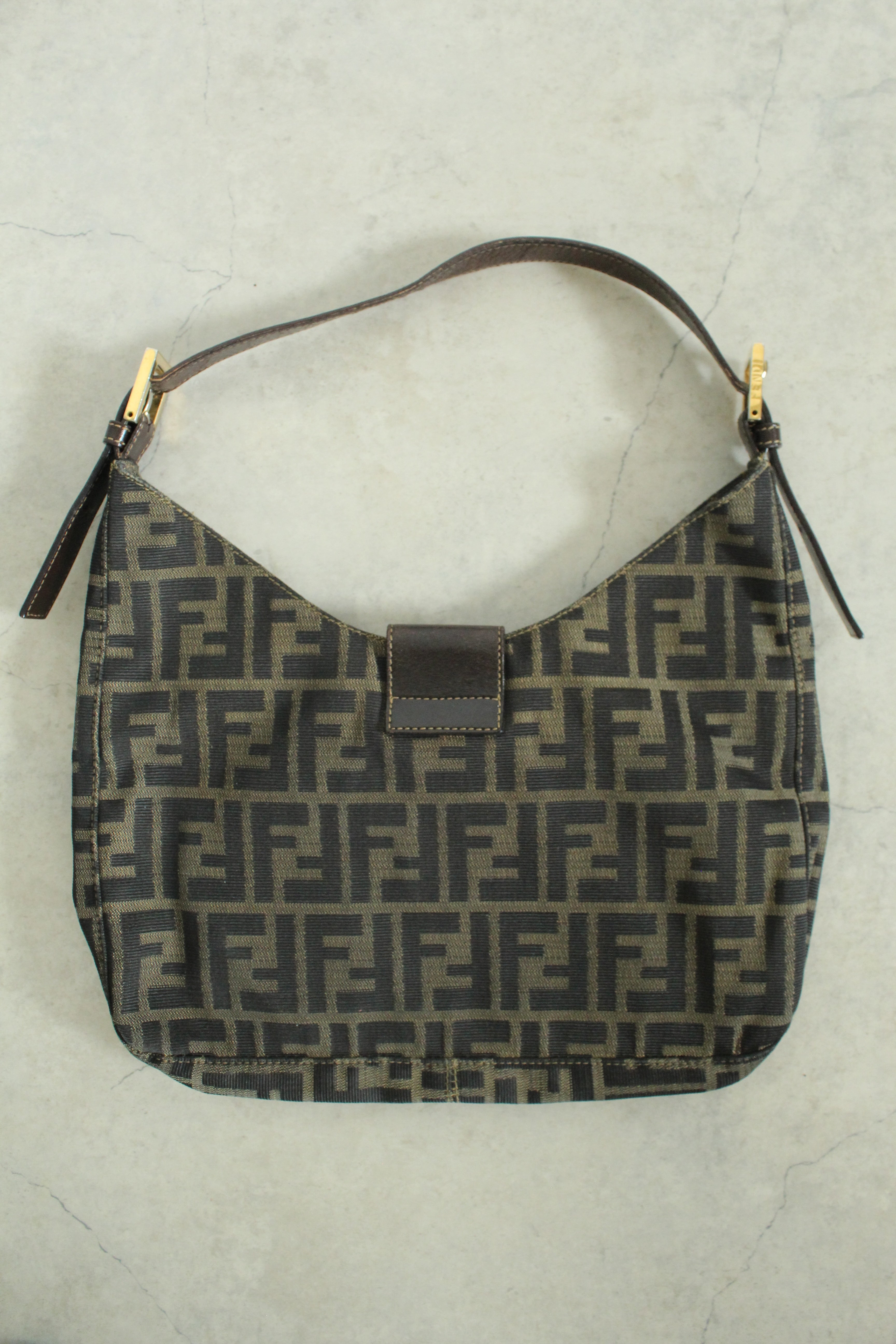 Zucca Canvas Baguette Bag w Gold Hardware