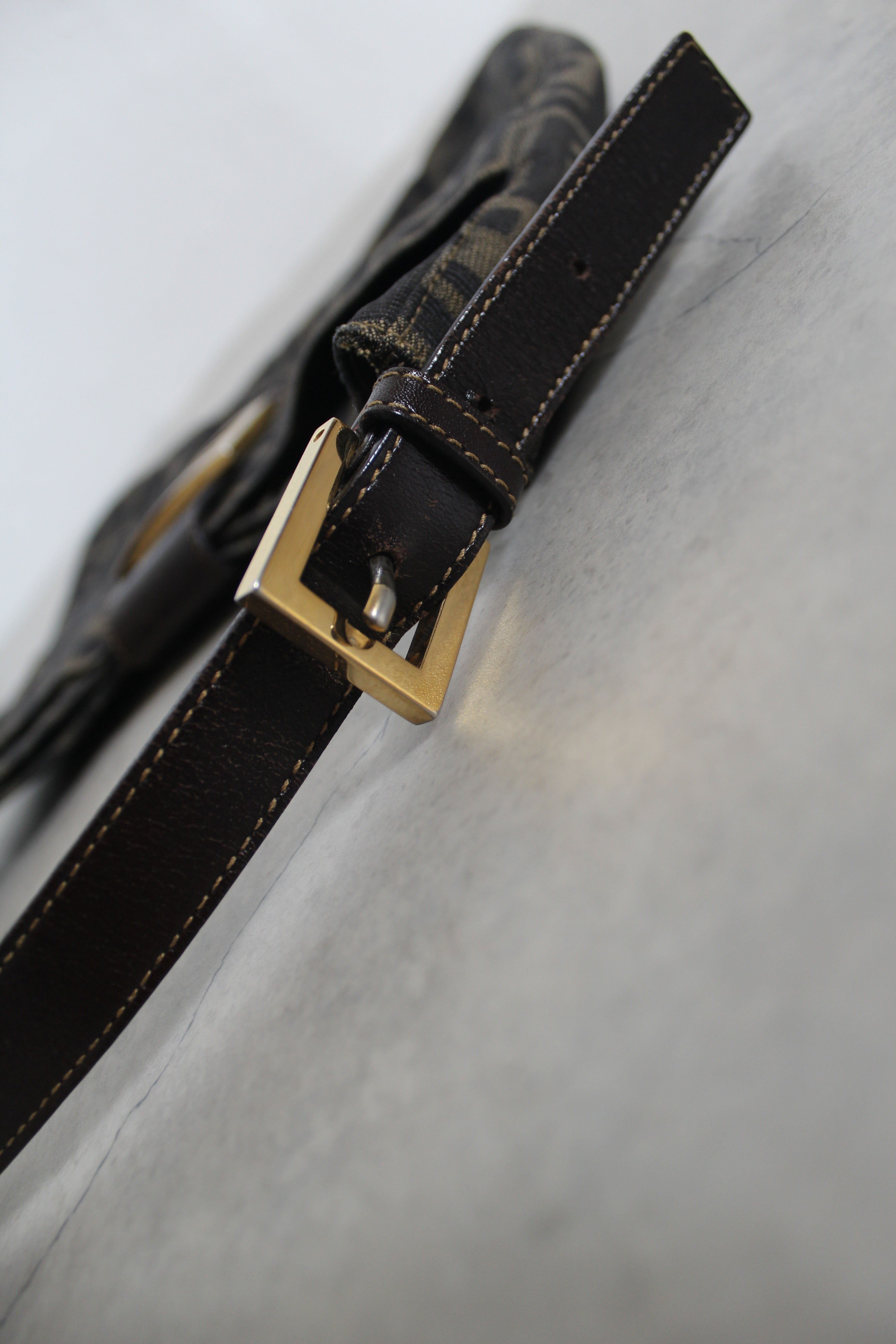 Zucca Canvas Baguette Bag w Gold Hardware