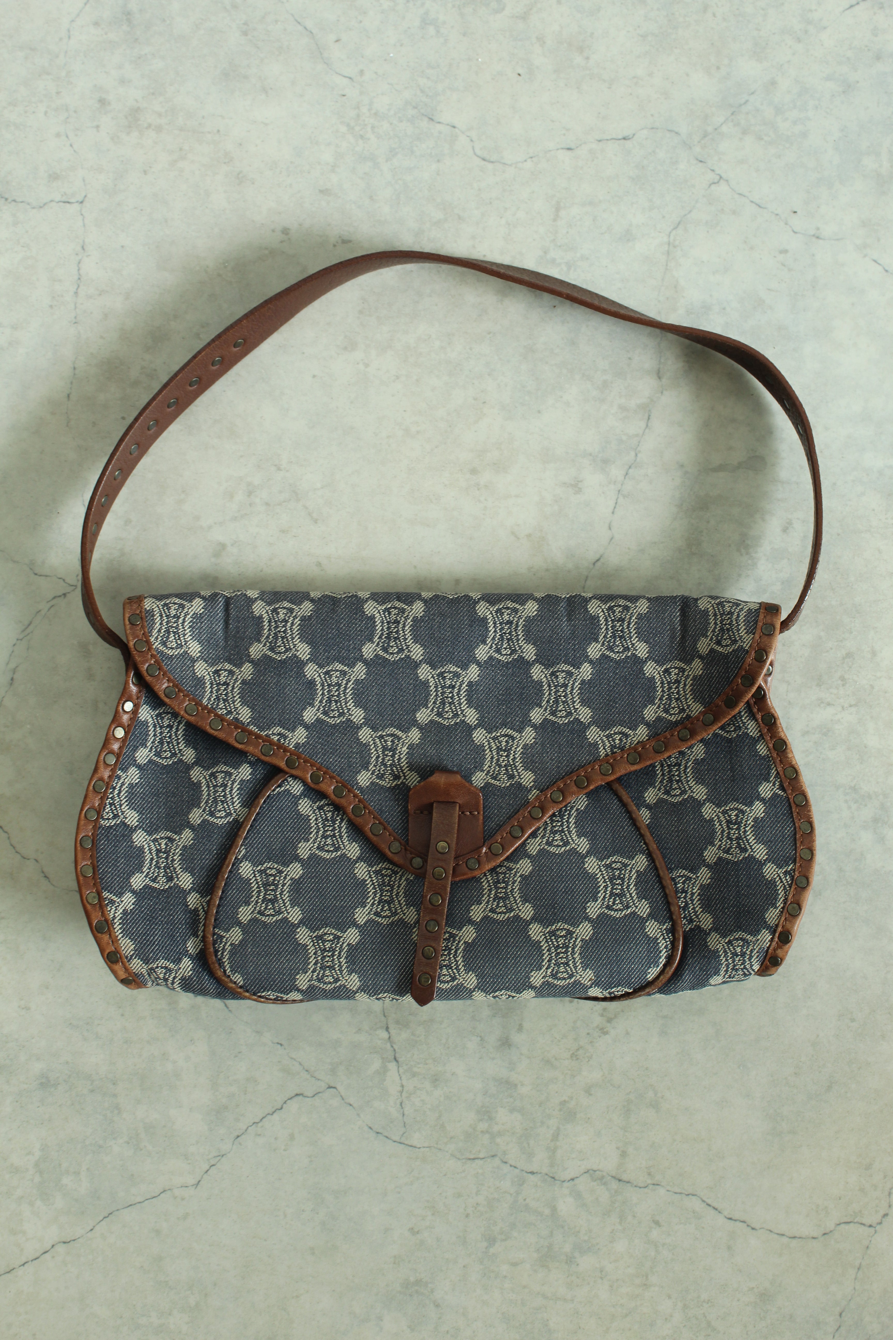 Paris Macadam Denim Shoulder beg in Indigo Blue