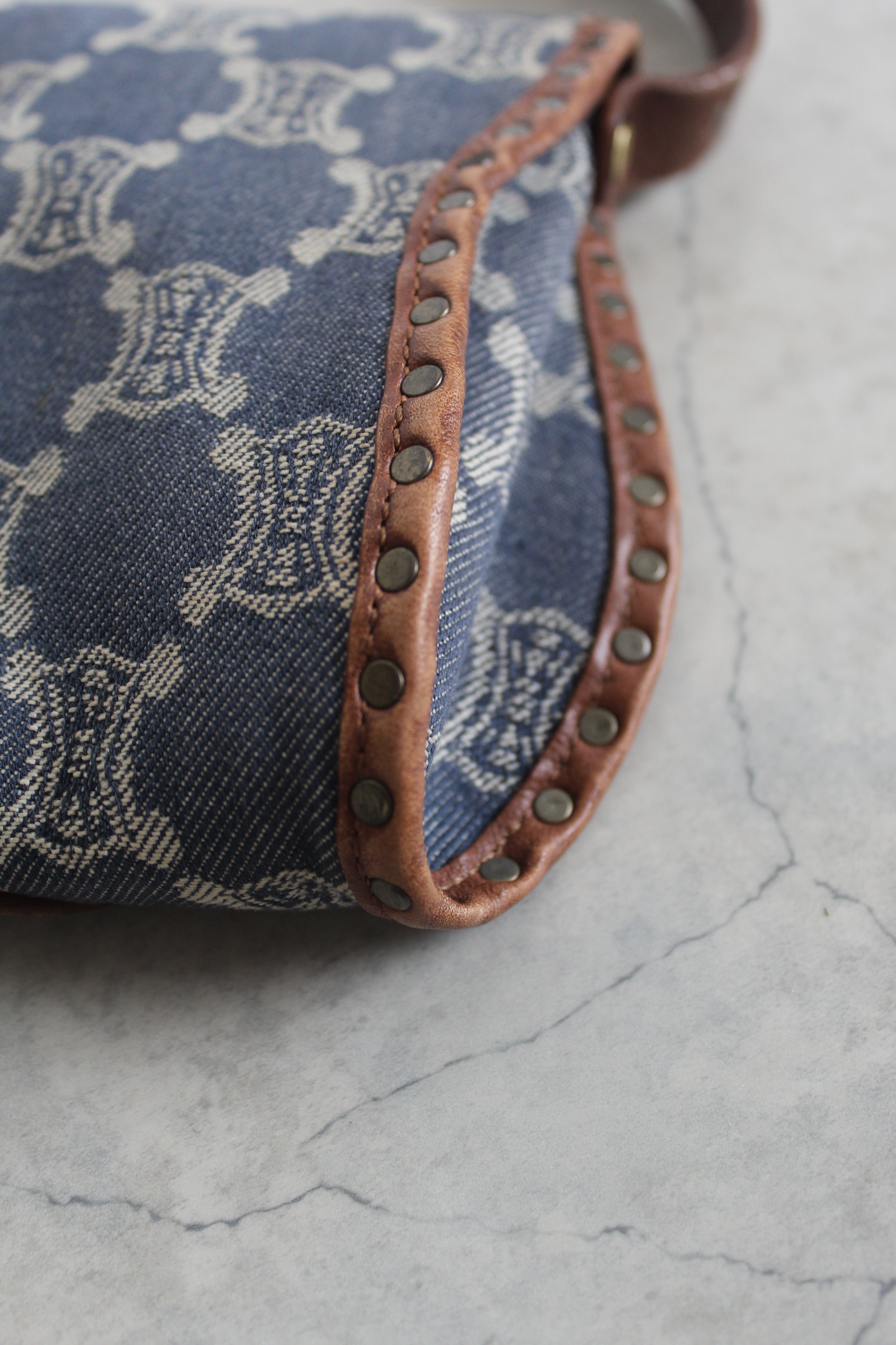 Paris Macadam Denim Shoulder beg in Indigo Blue