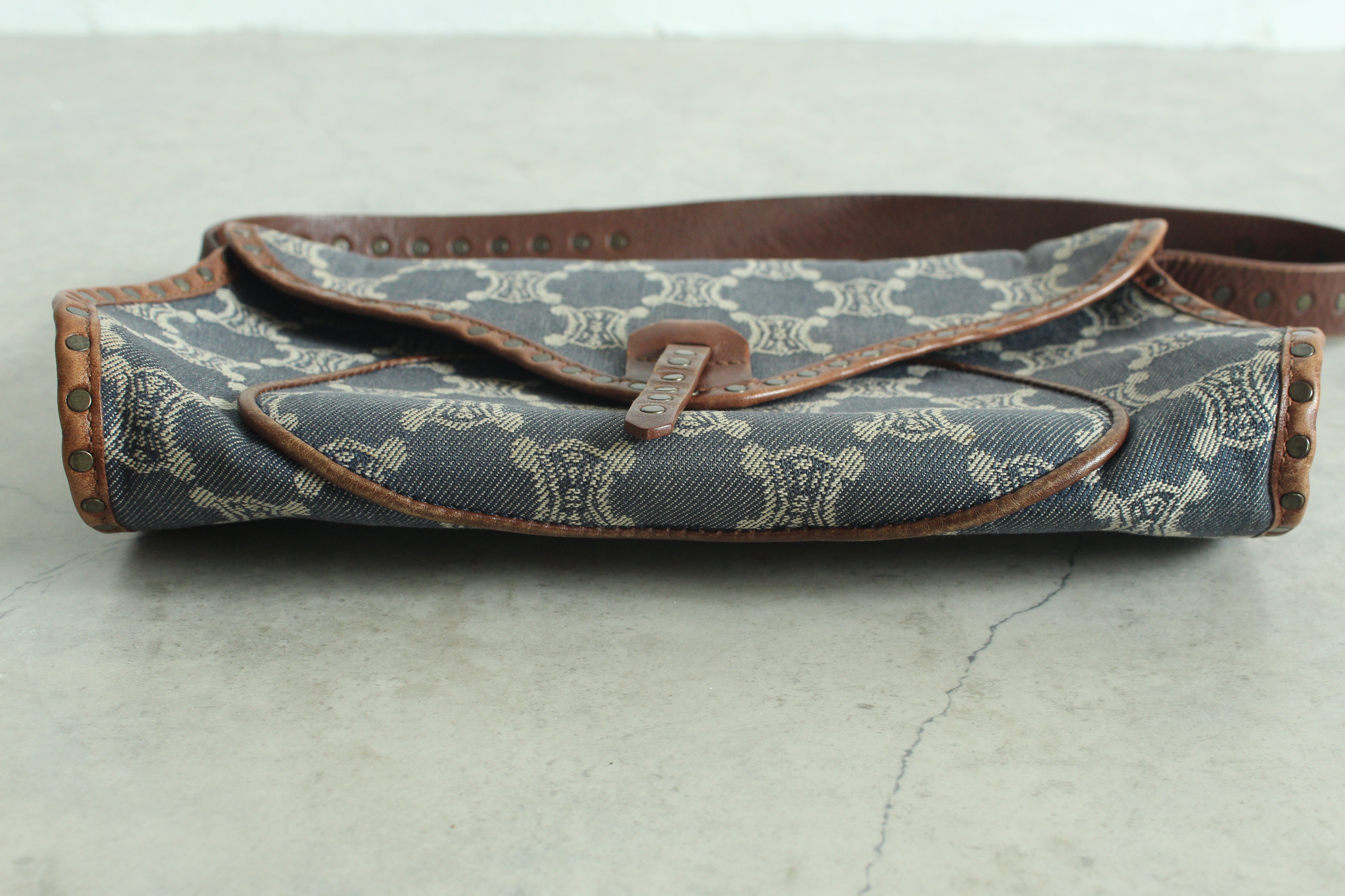 Paris Macadam Denim Shoulder beg in Indigo Blue
