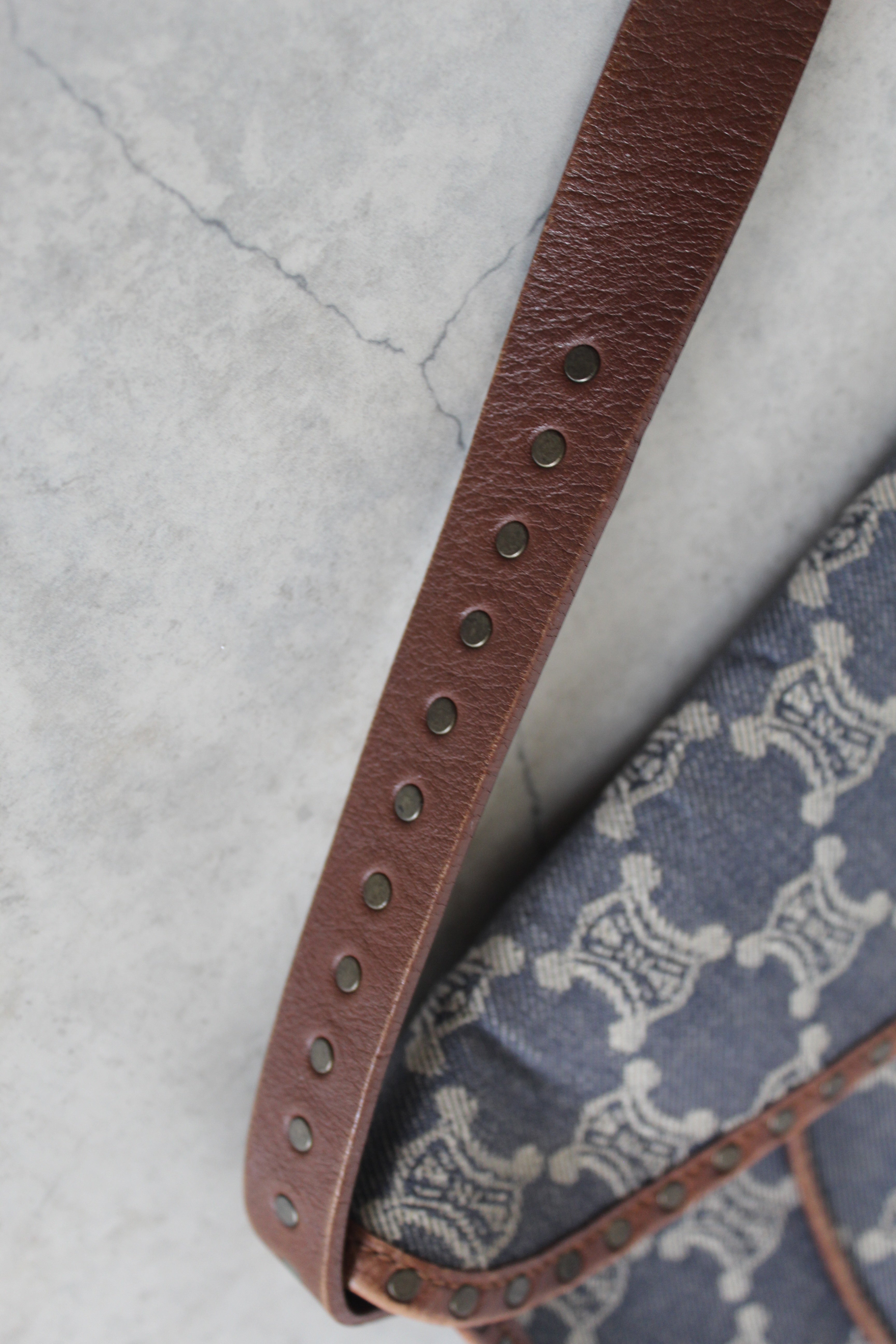Paris Macadam Denim Shoulder beg in Indigo Blue